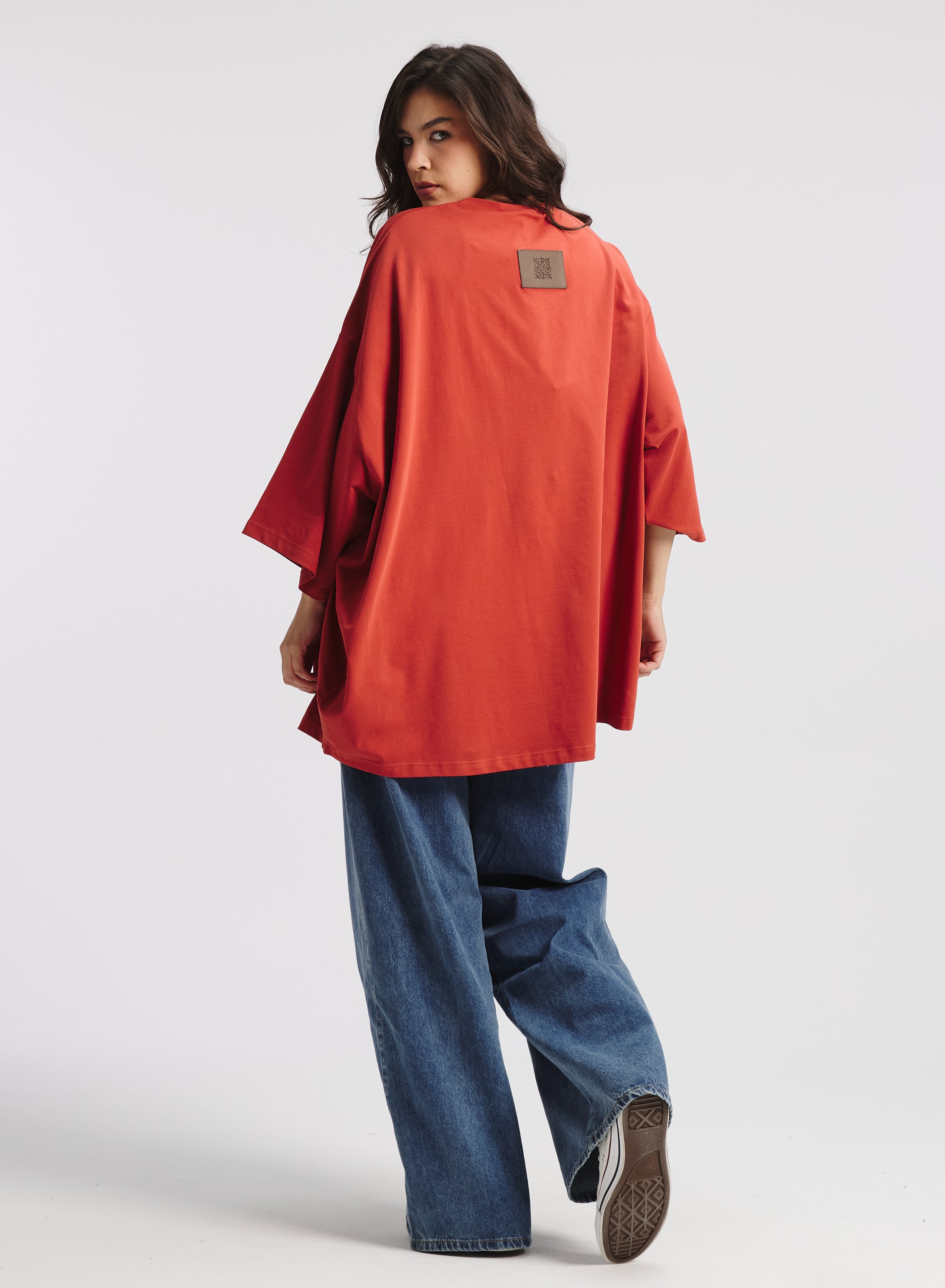 Oversized Differents Sides T-shirt In Brick