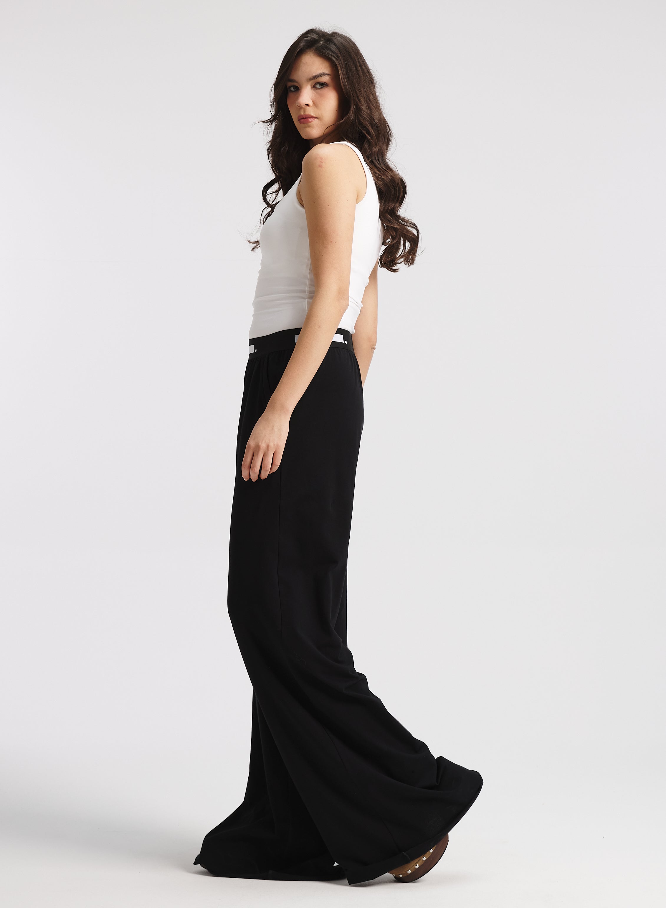 Extra Wide Leg Cotton Jogger In Black