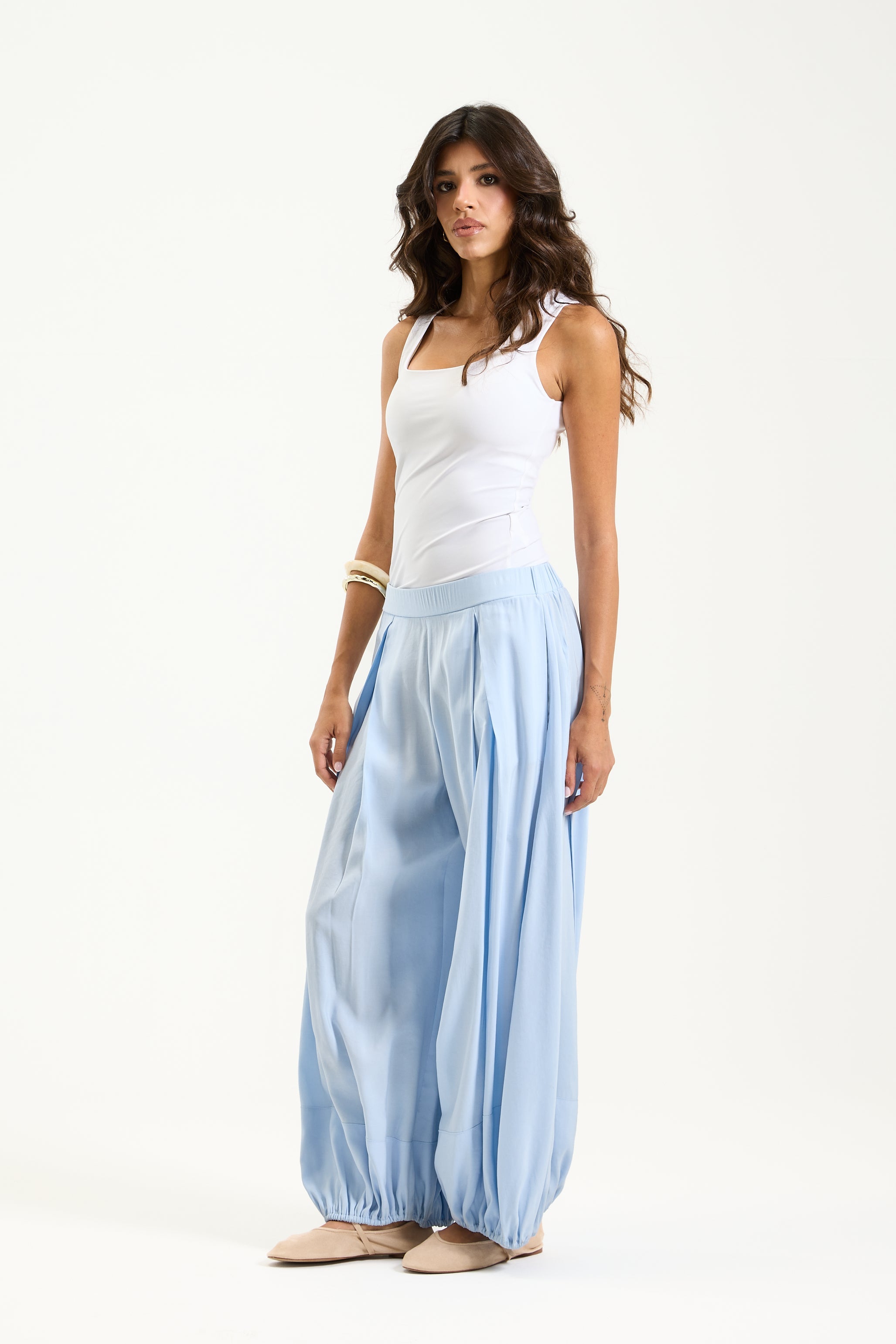 Cropped Balloon Summer Pants Ice Blue