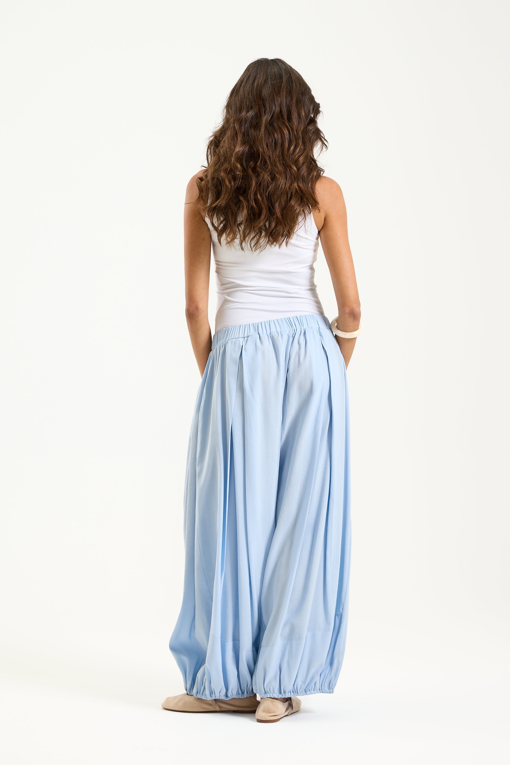 Cropped Balloon Summer Pants Ice Blue