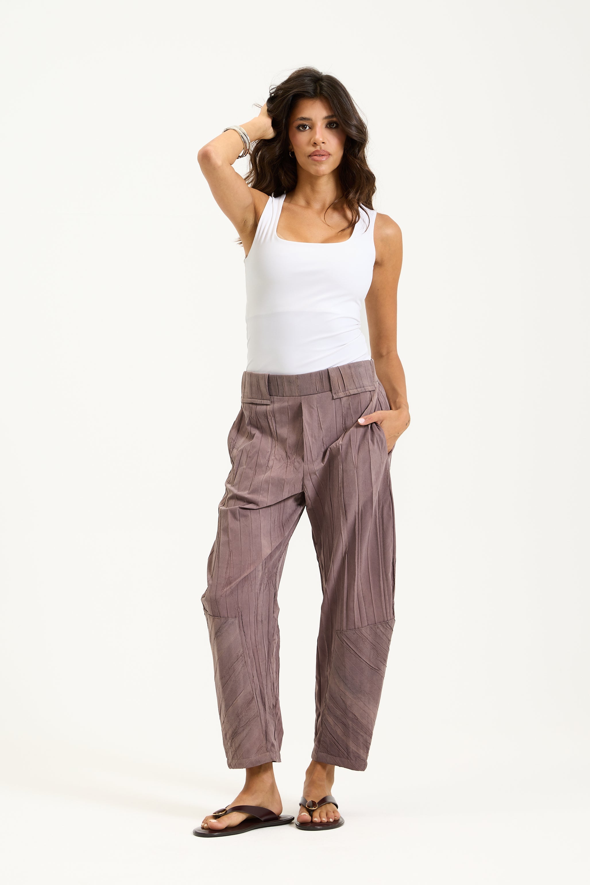 Wrinkled Balloon Pants In Lilac