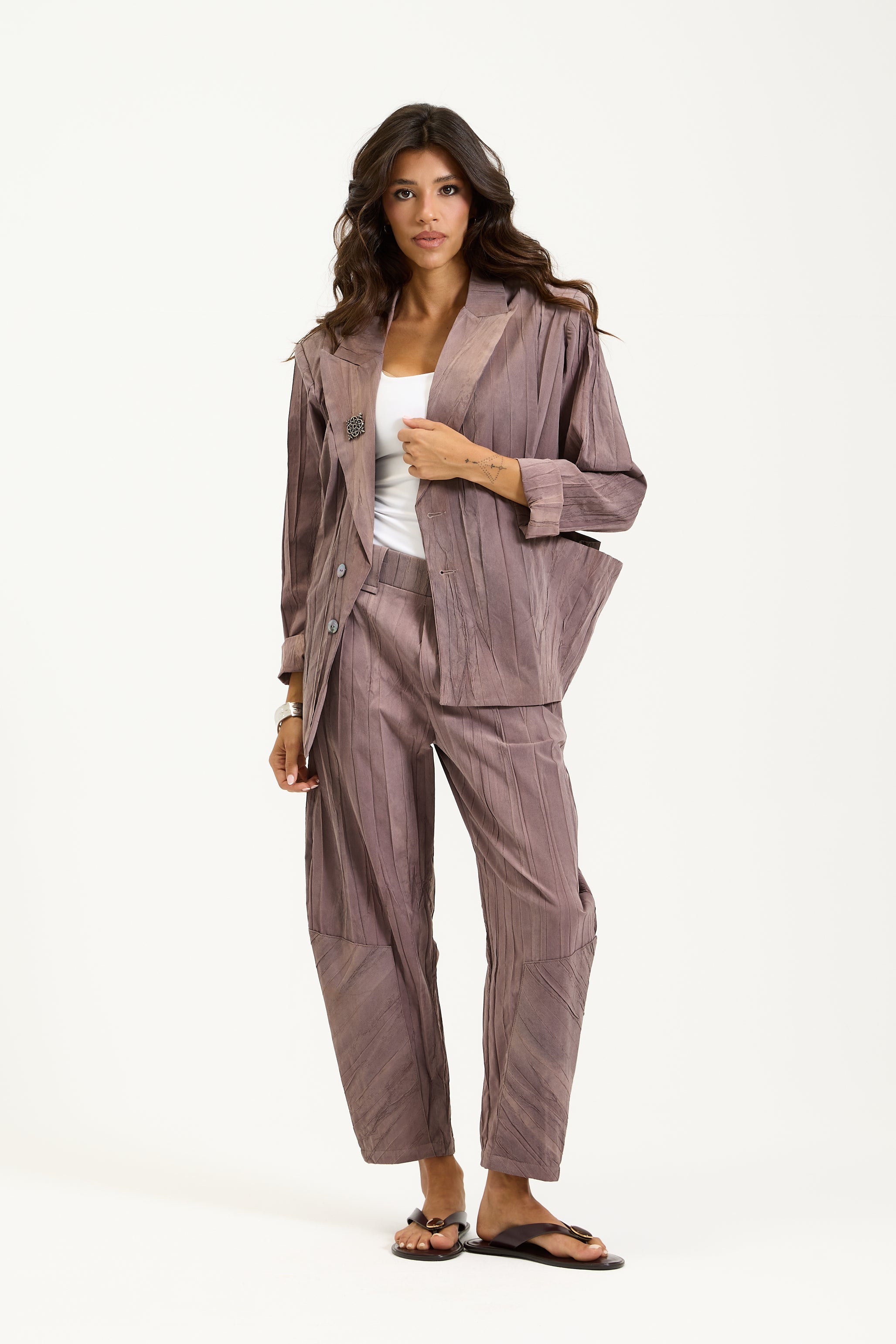 Wrinkled Side Cut Simple Blazer