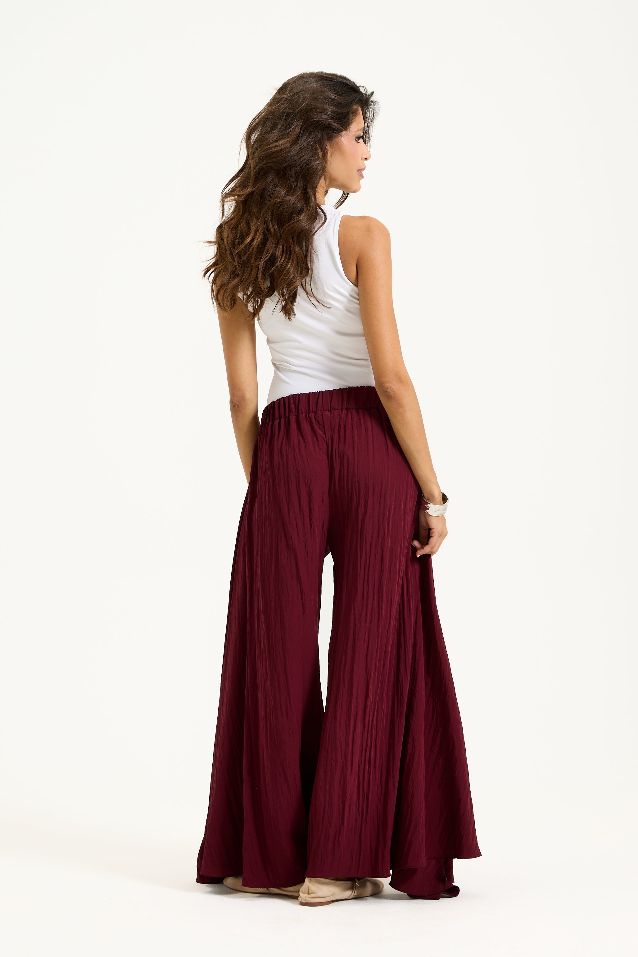 Wrinkled Cropped Extra Fabric Pants