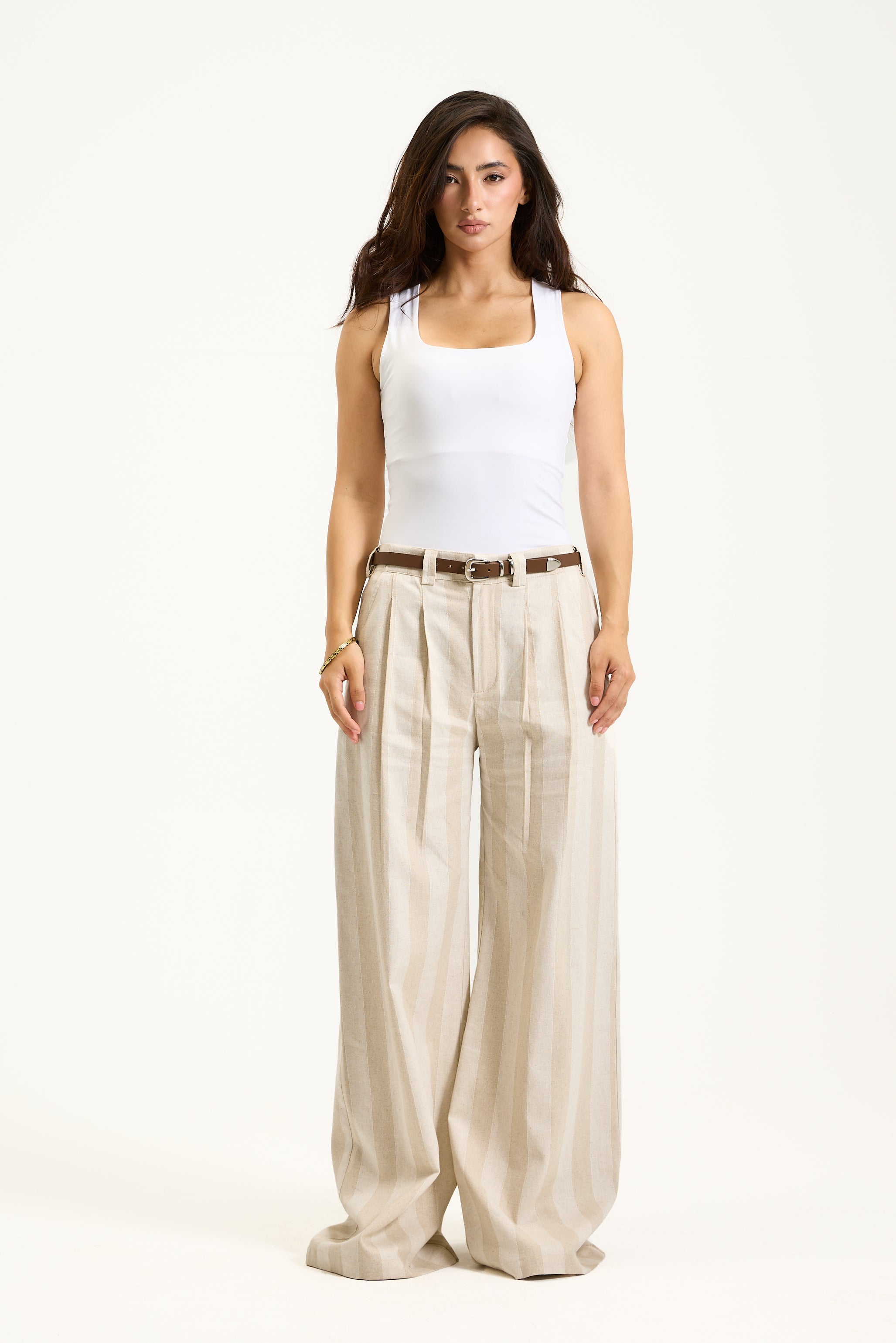 Striped Linen Classic Pants
