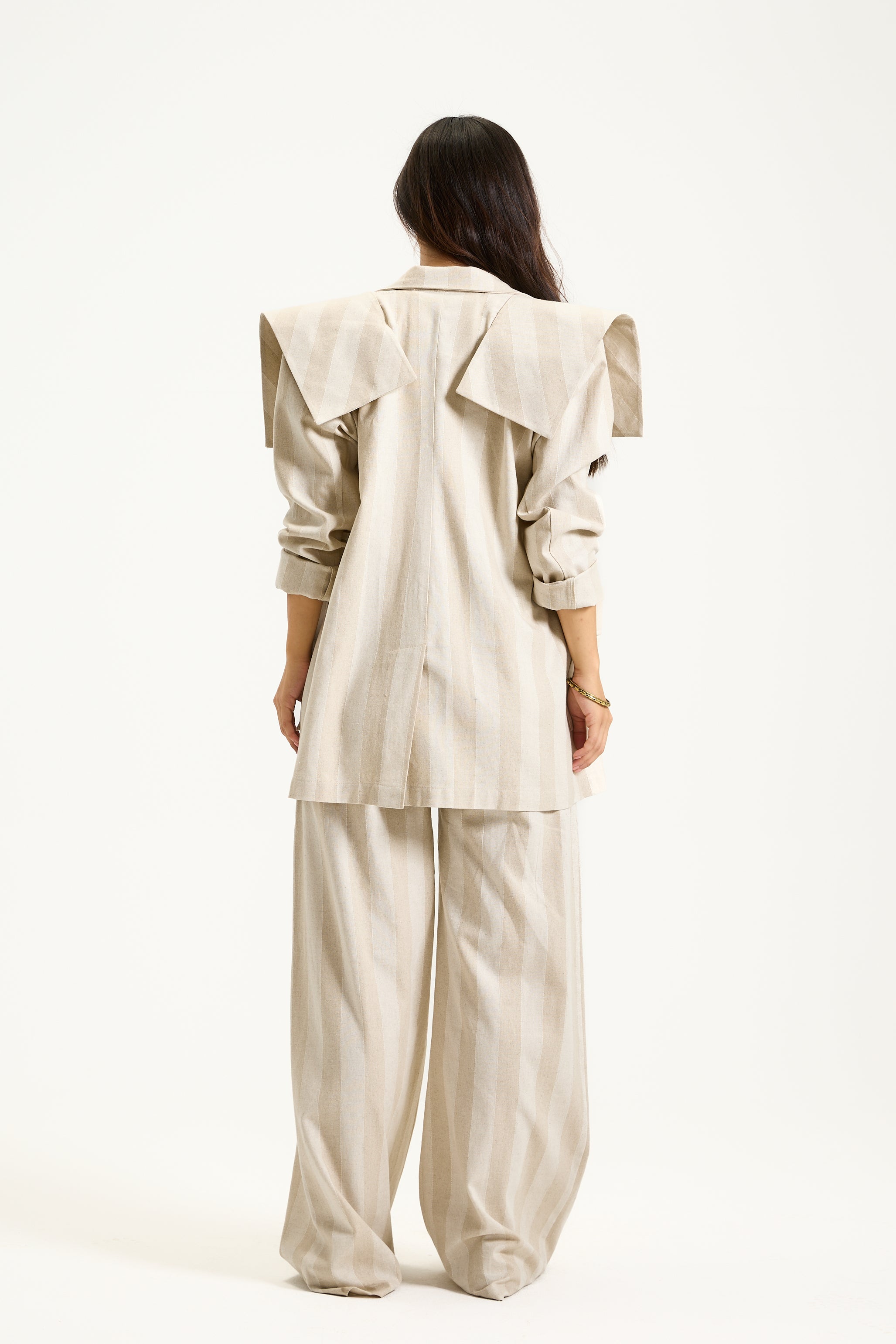 Shoulder Strap Linen Blazer