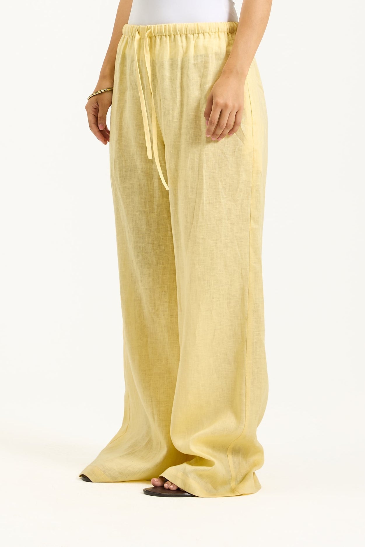 Elastic Waist Straight Leg Linen Pants