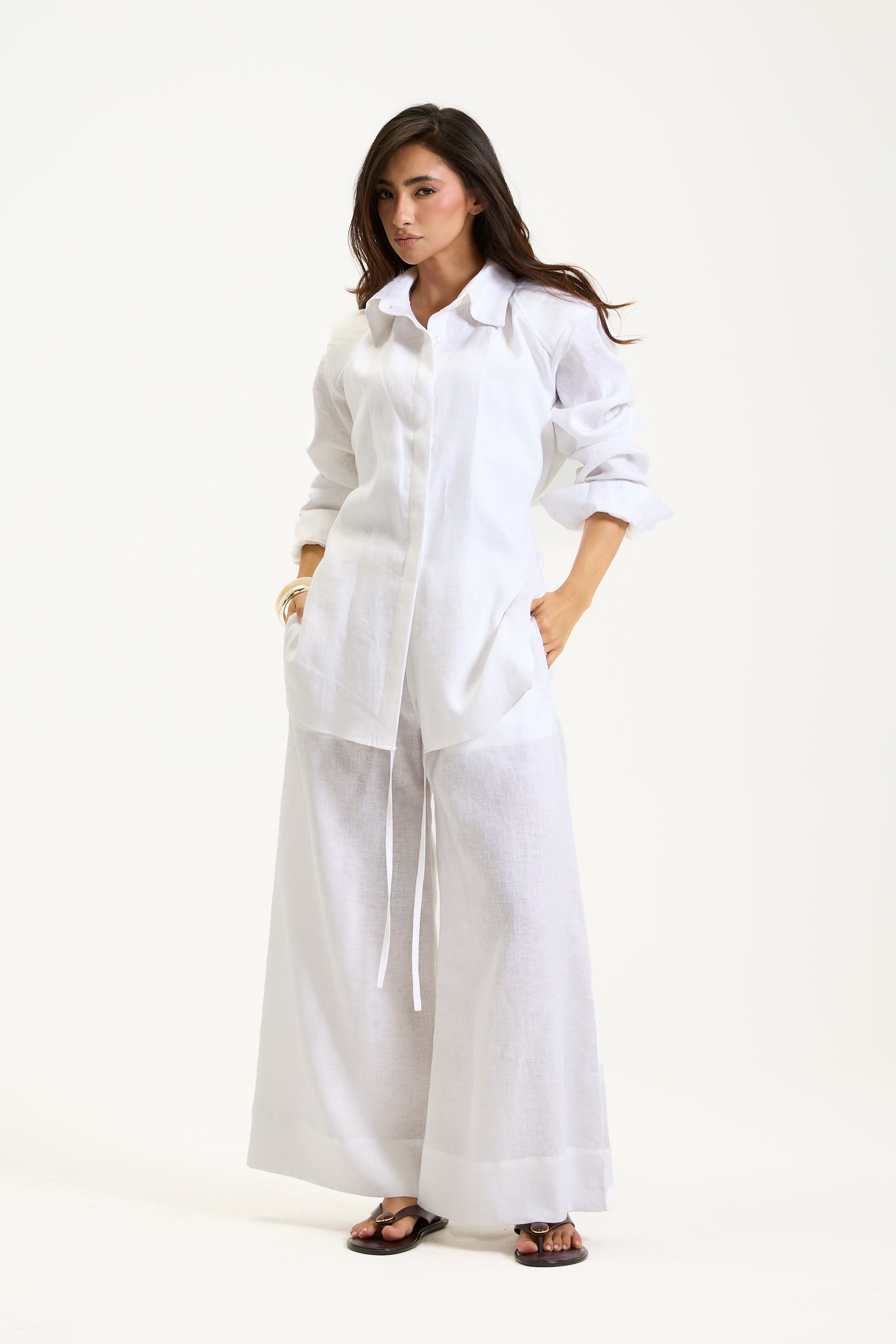Wide Leg Elastic Waist Linen Pants
