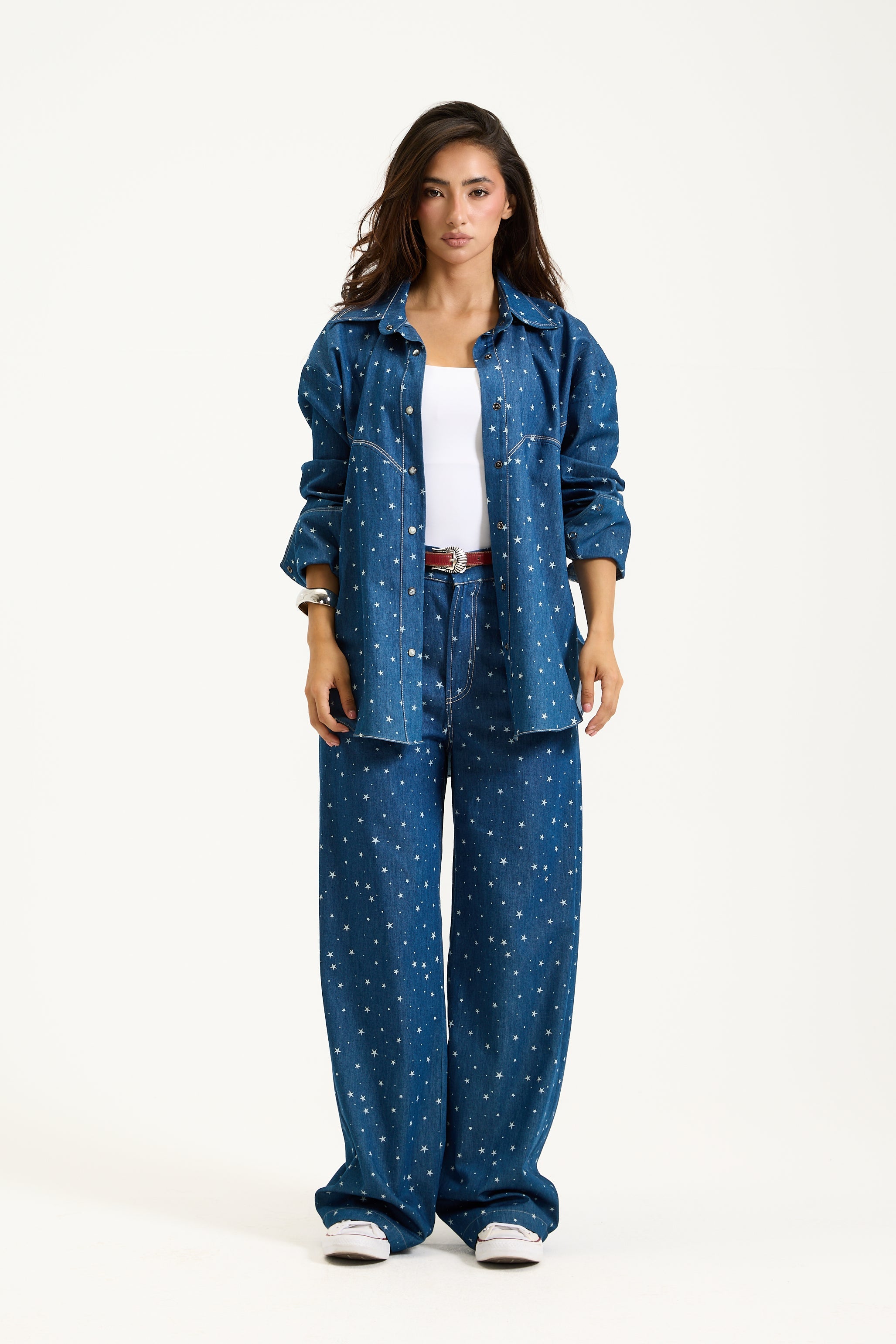 Oversize Stars Denim Shirt