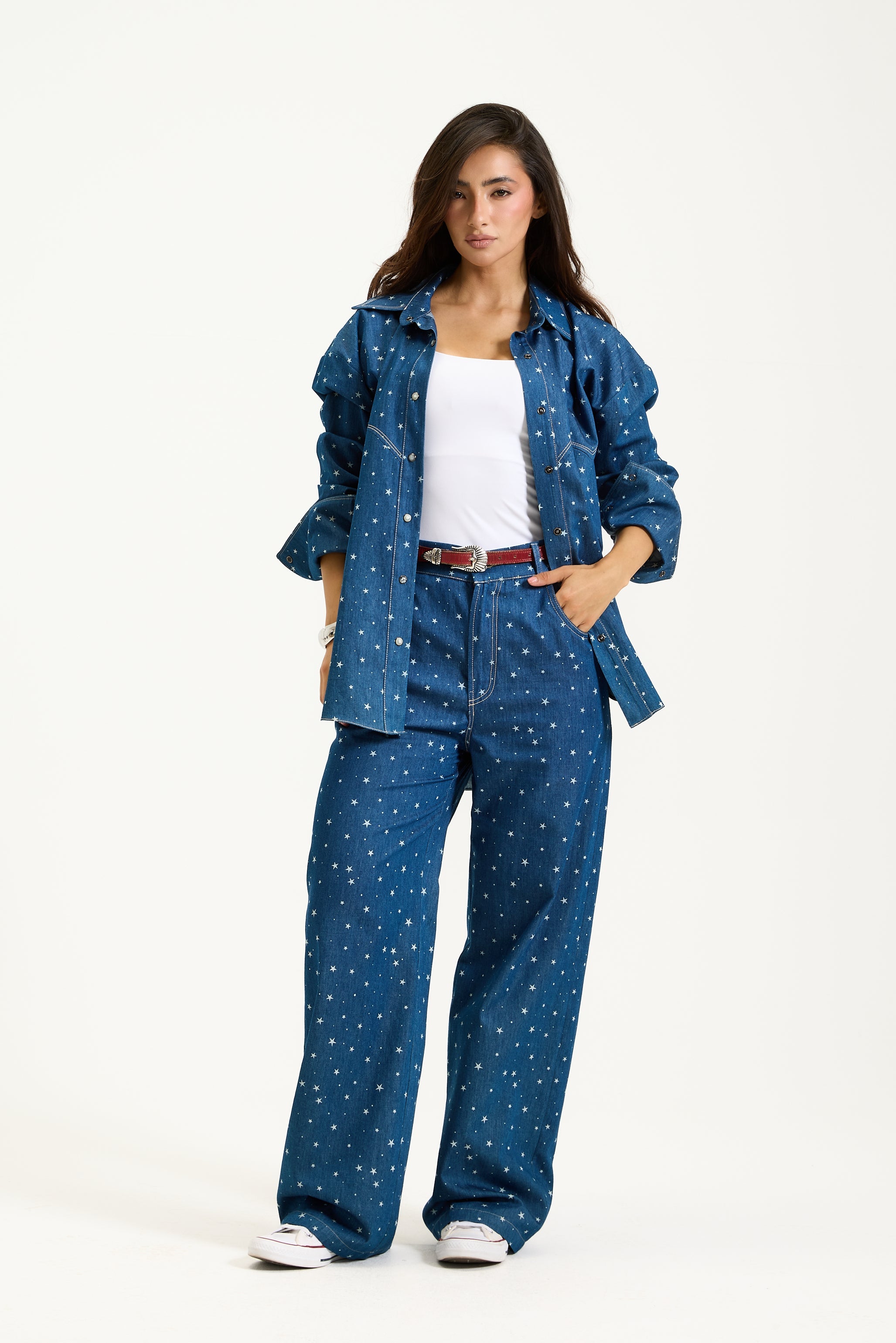 Oversize Stars Denim Shirt