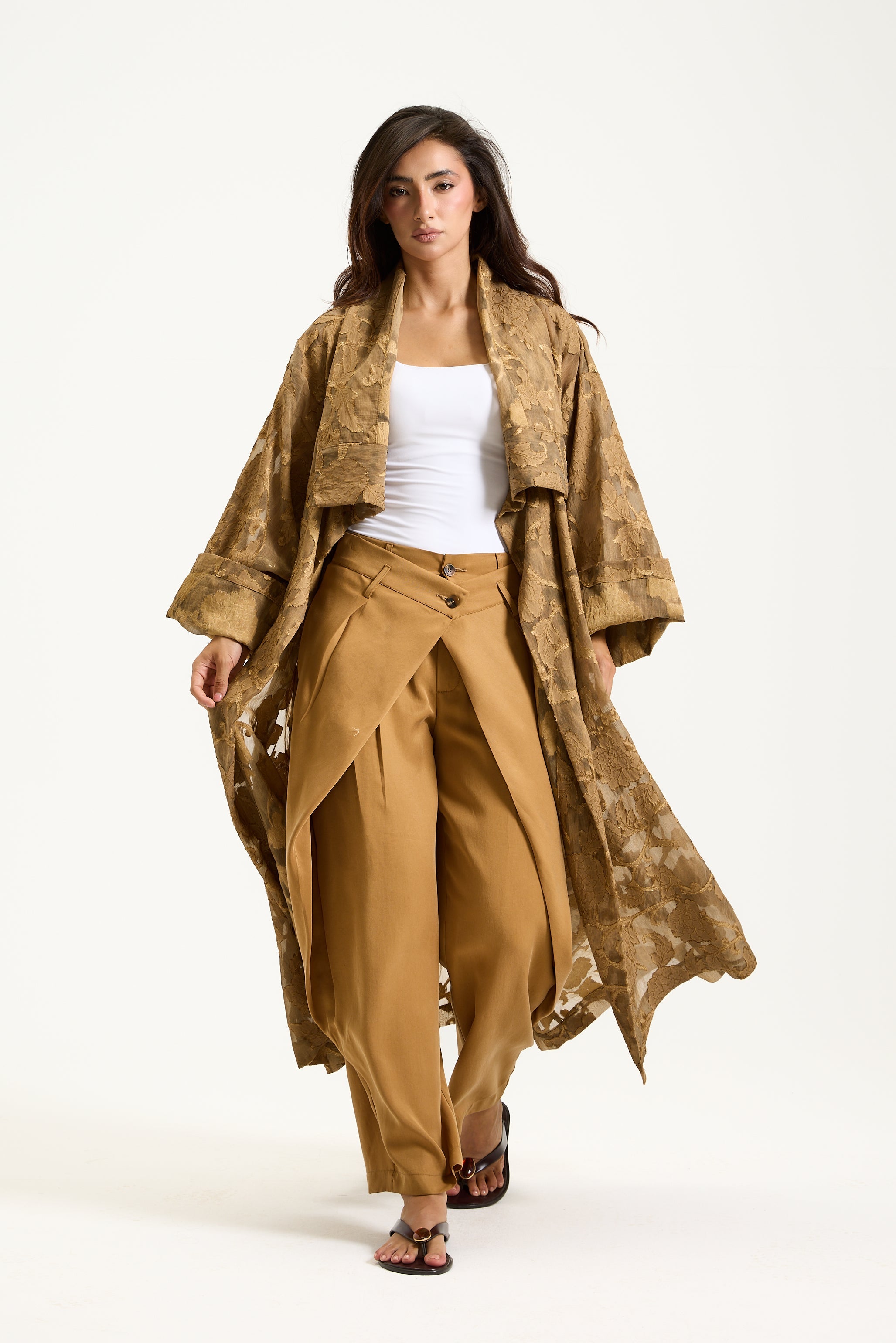 Floral Sheer Linen Midi Cardigan