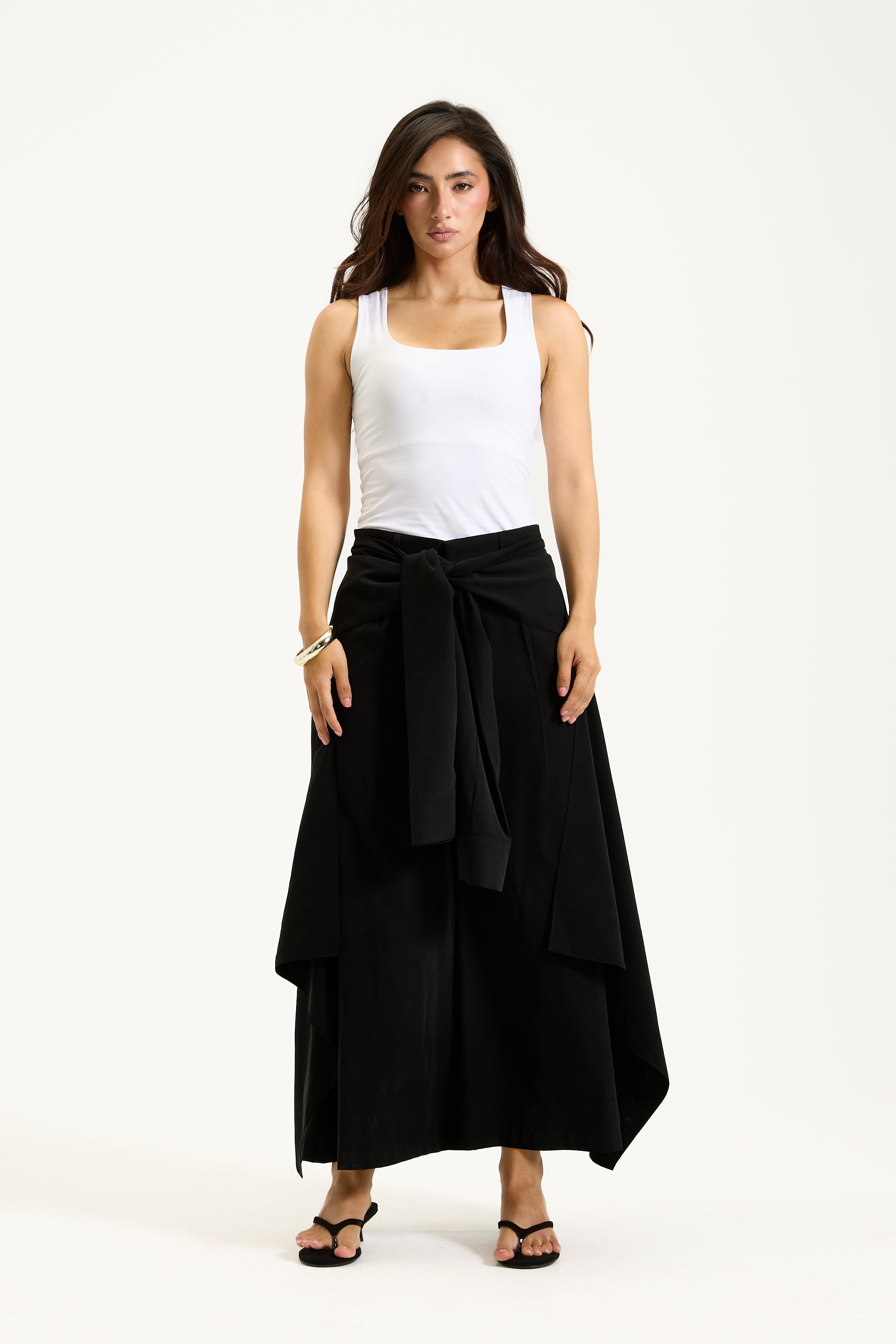 Wrap Around Cropped Black Pants