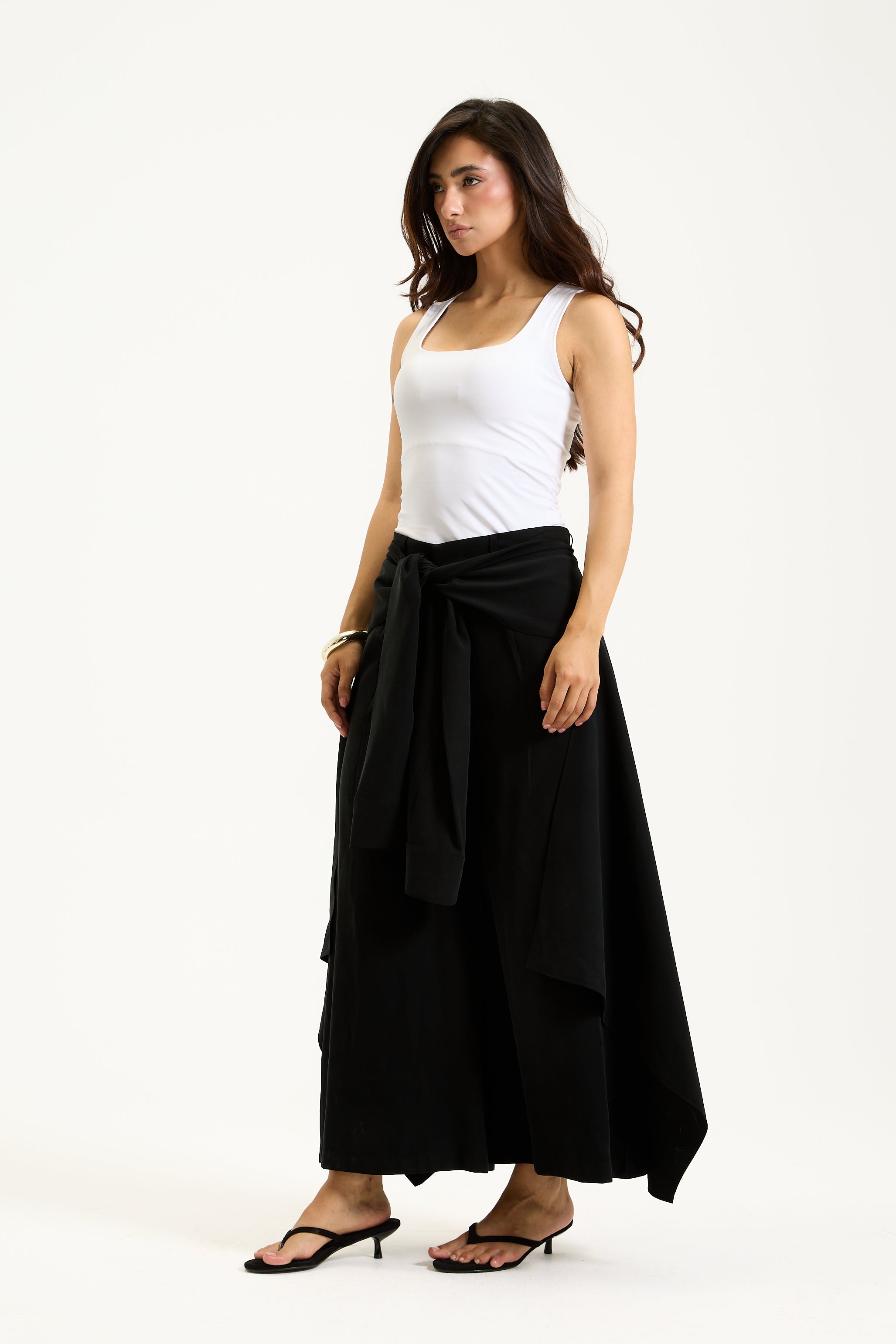 Wrap Around Cropped Black Pants