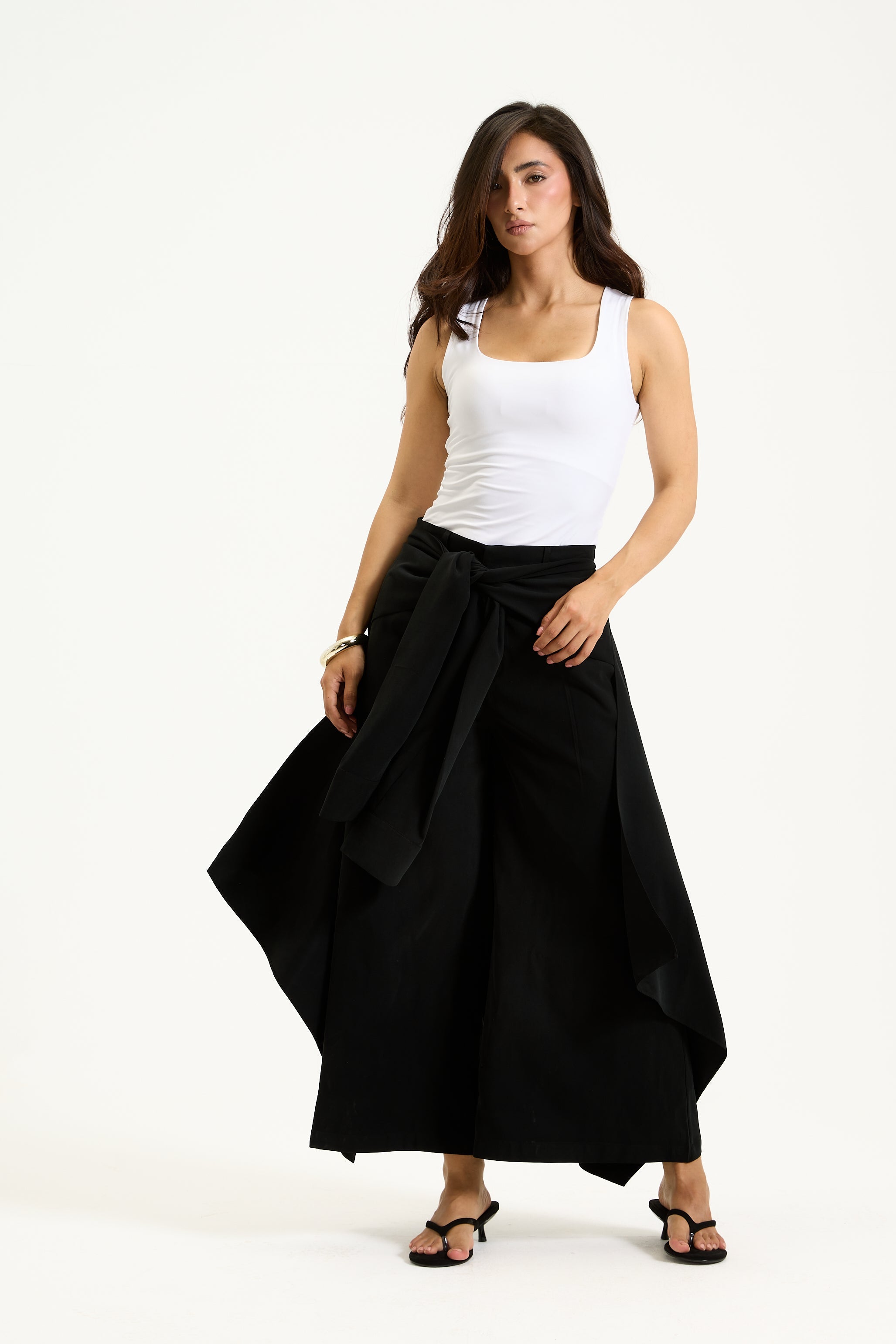 Wrap Around Cropped Black Pants