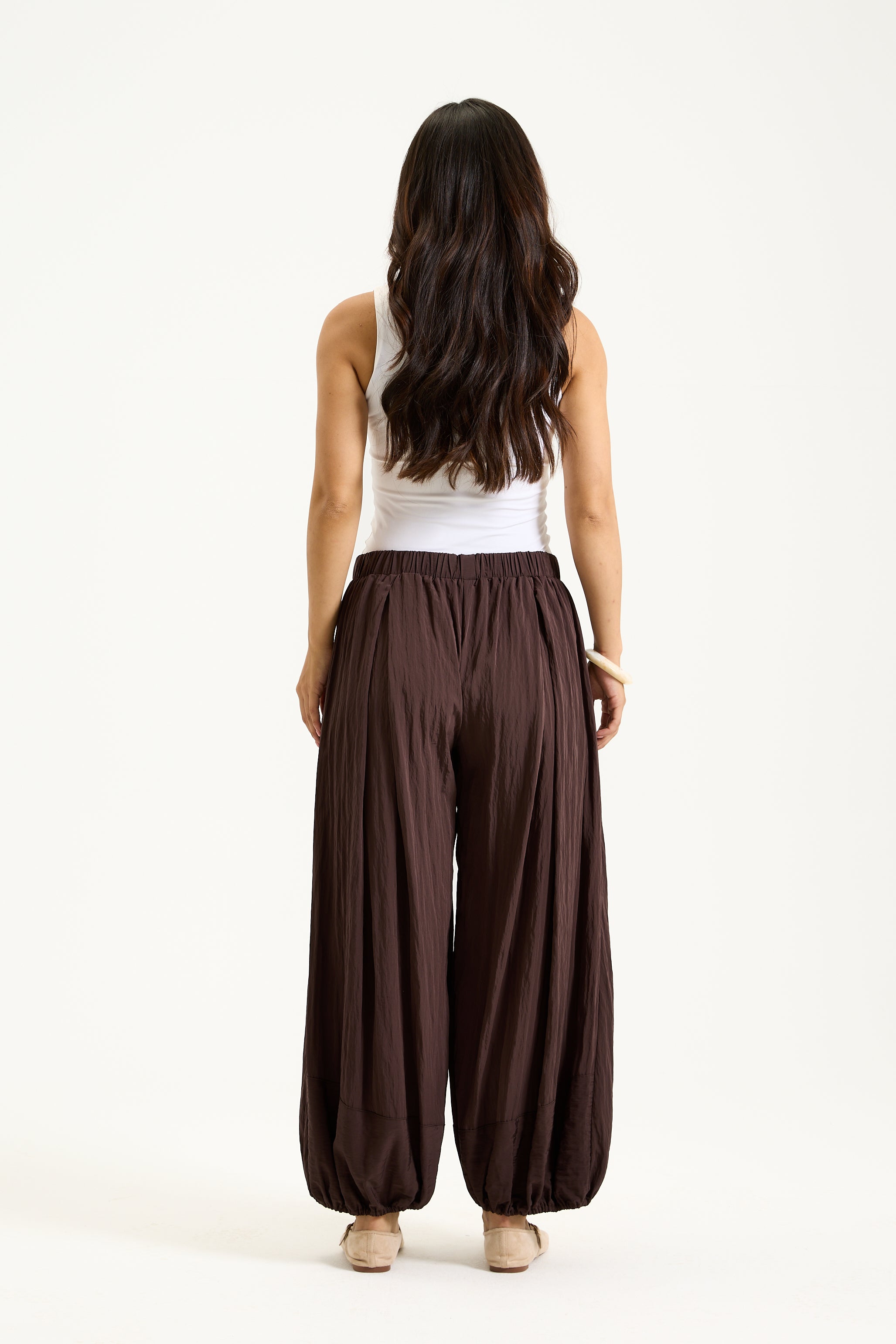 Wrinkled Cropped Balloon Summer Pants