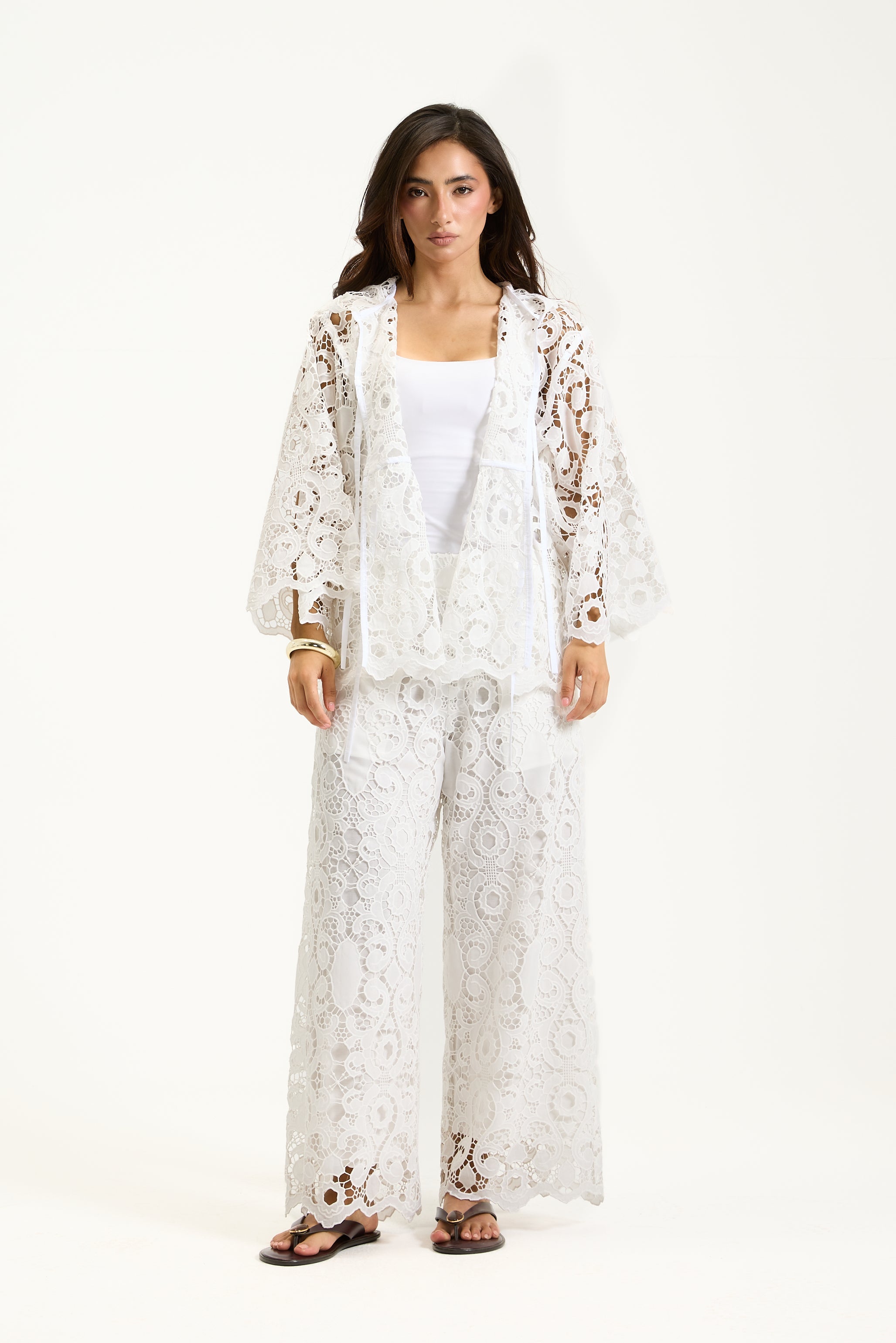 Guipure Hooded Cardigan