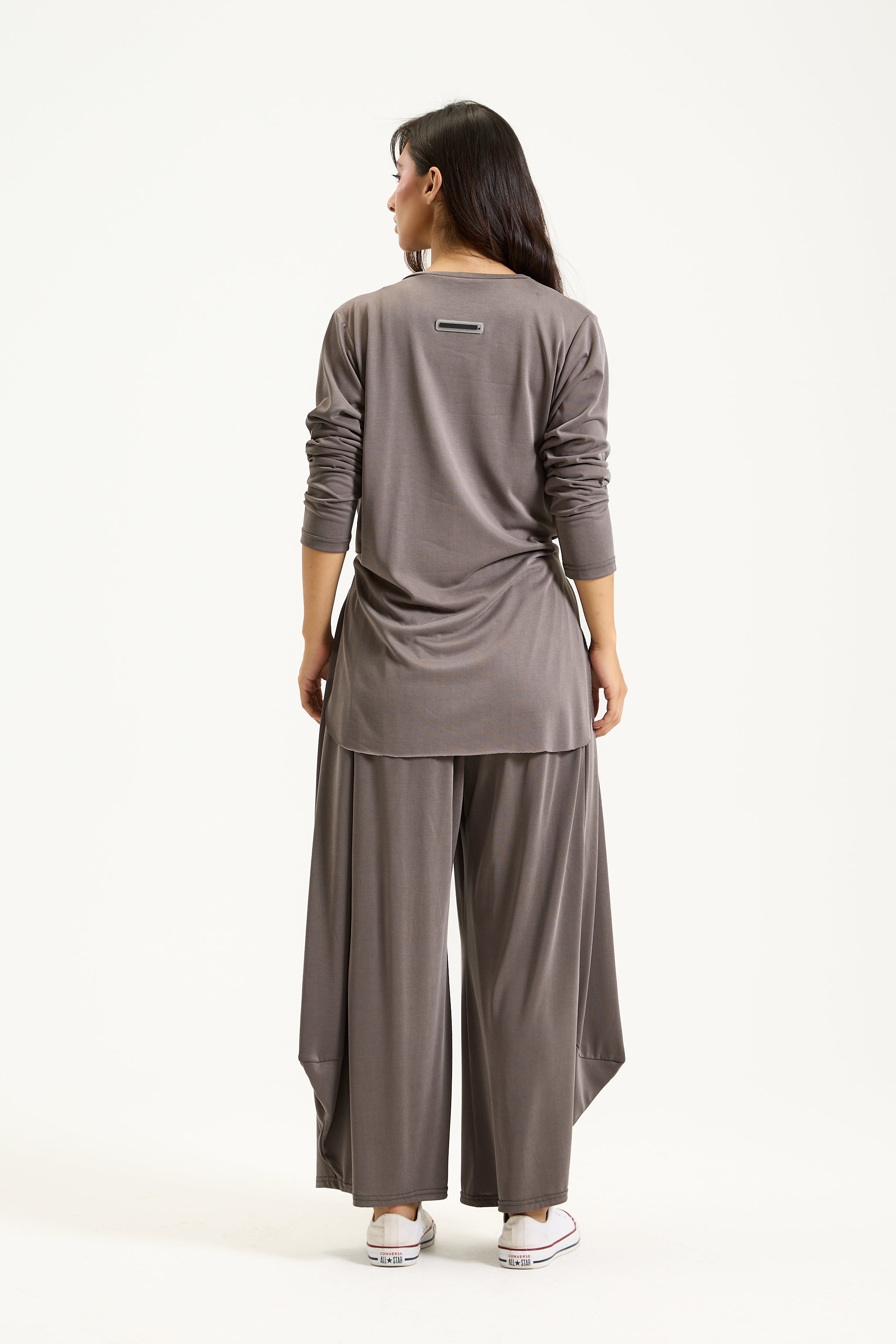 Soft front Draped Top In Grey