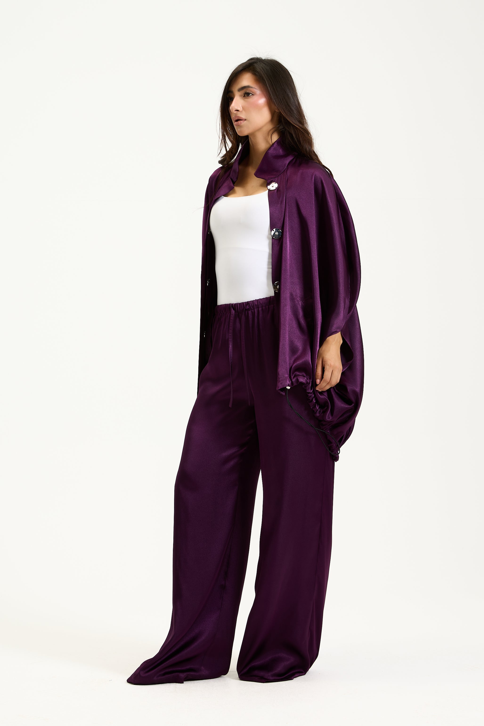 Satin Bomber Cape Set