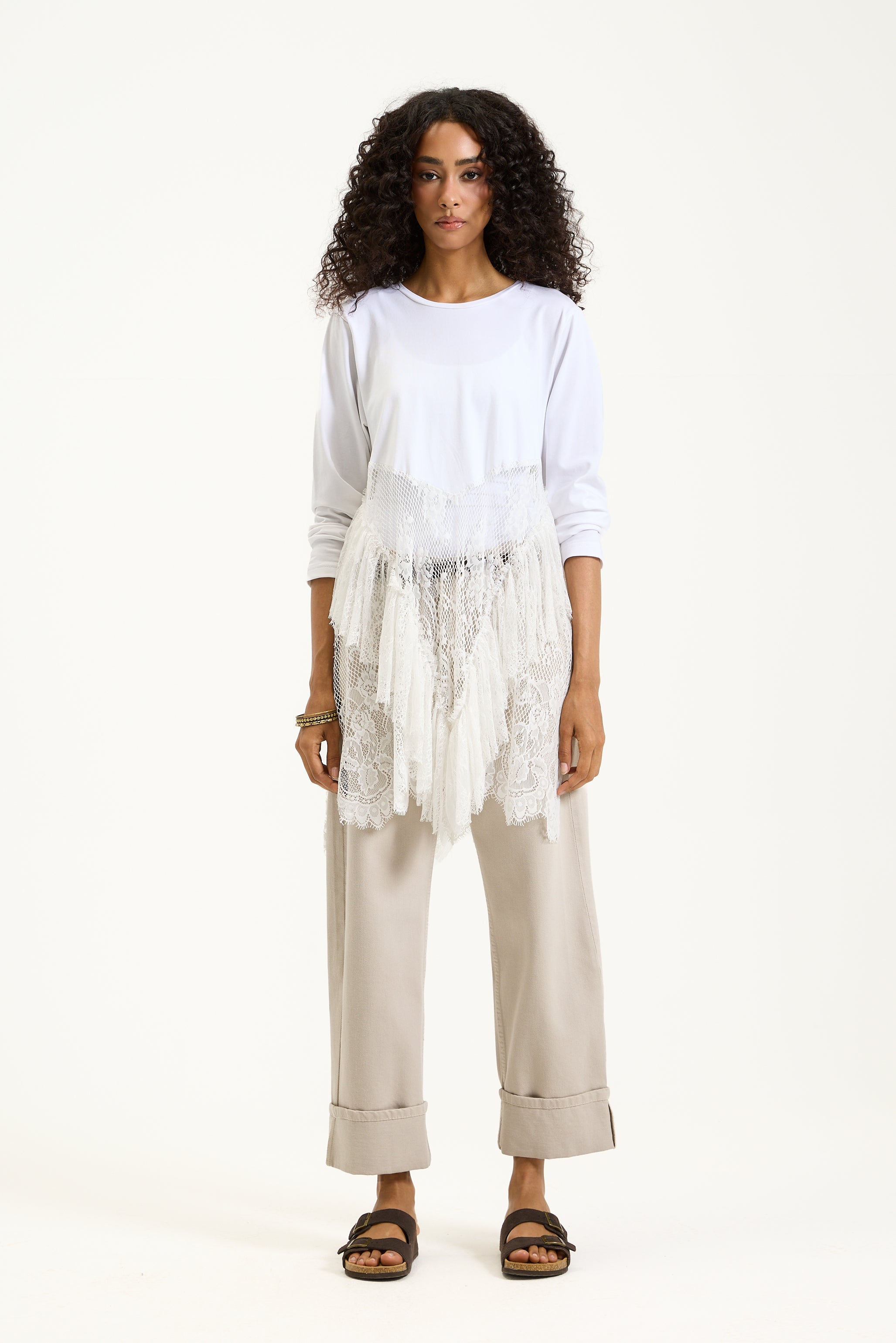 Asymmetrical Lace T-Shirt