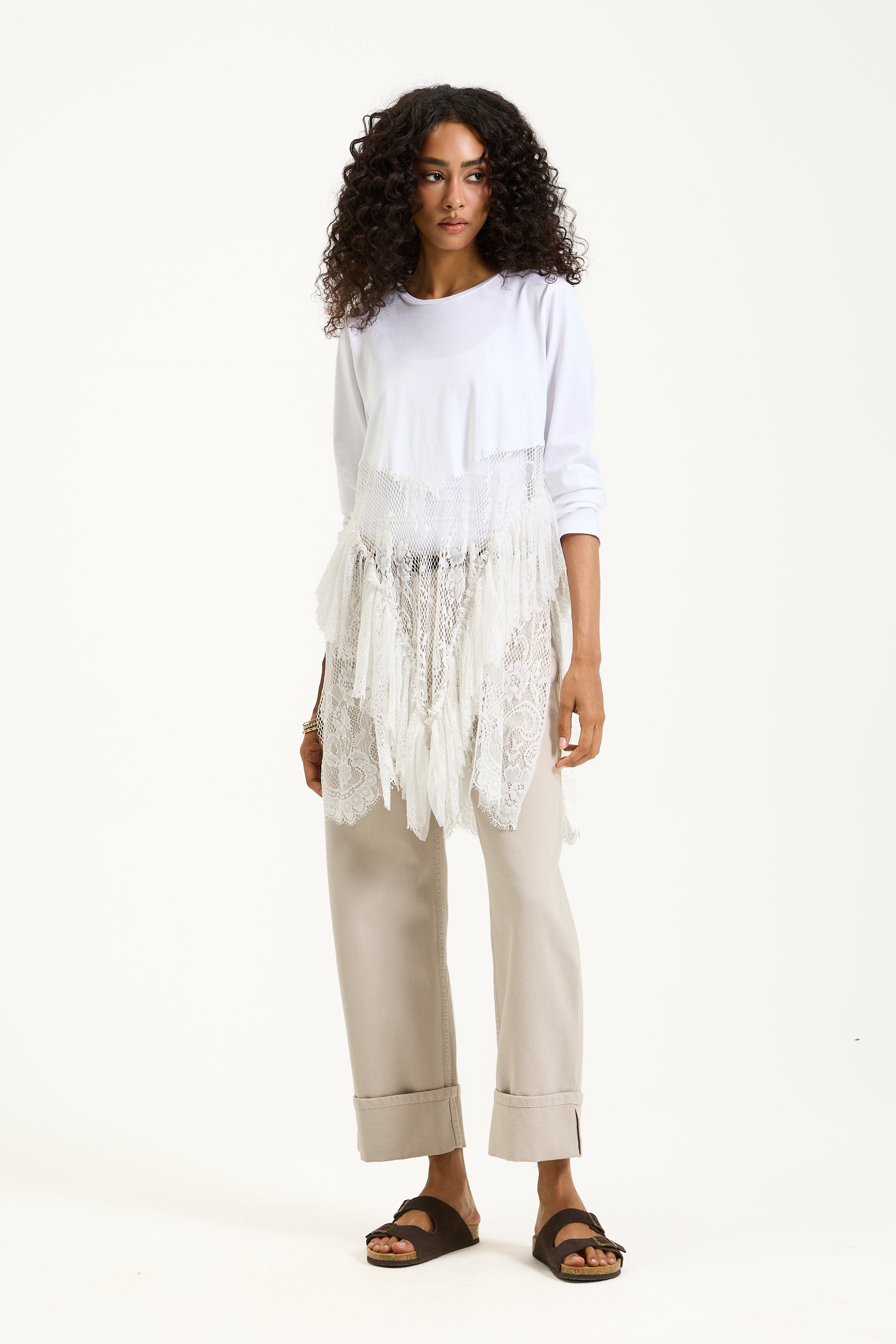 Asymmetrical Lace T-Shirt