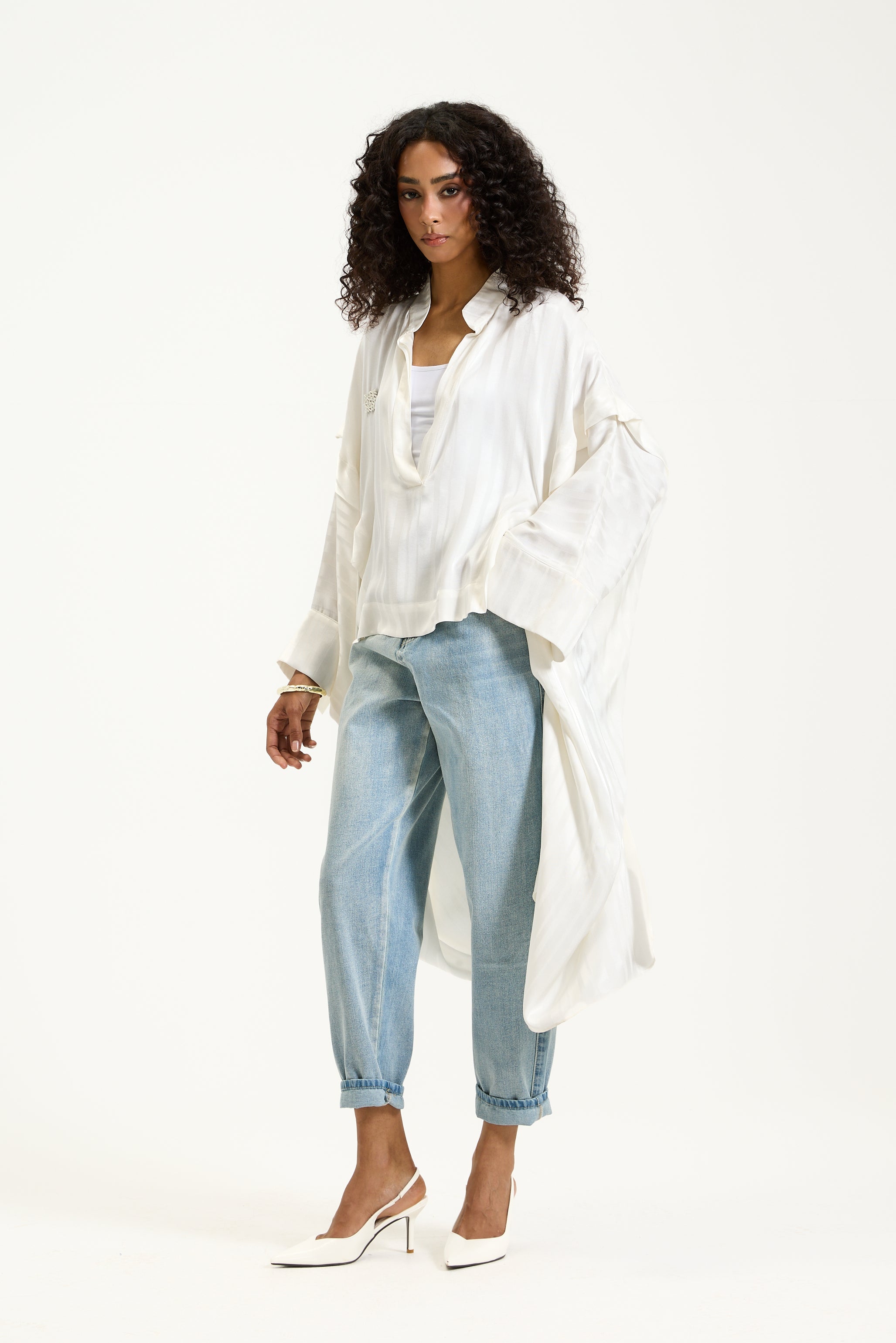 White Oversize Kimono Top