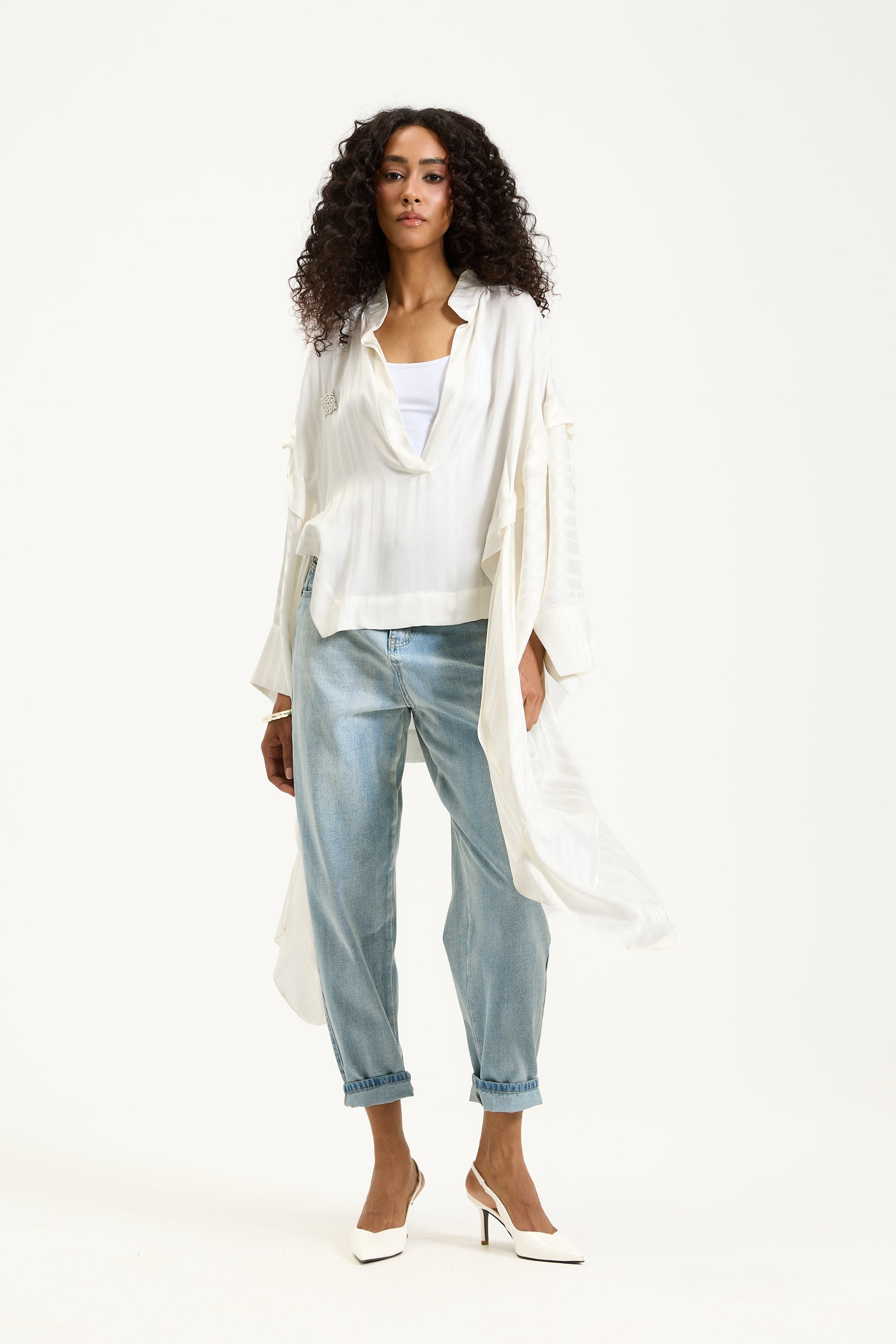White Oversize Kimono Top