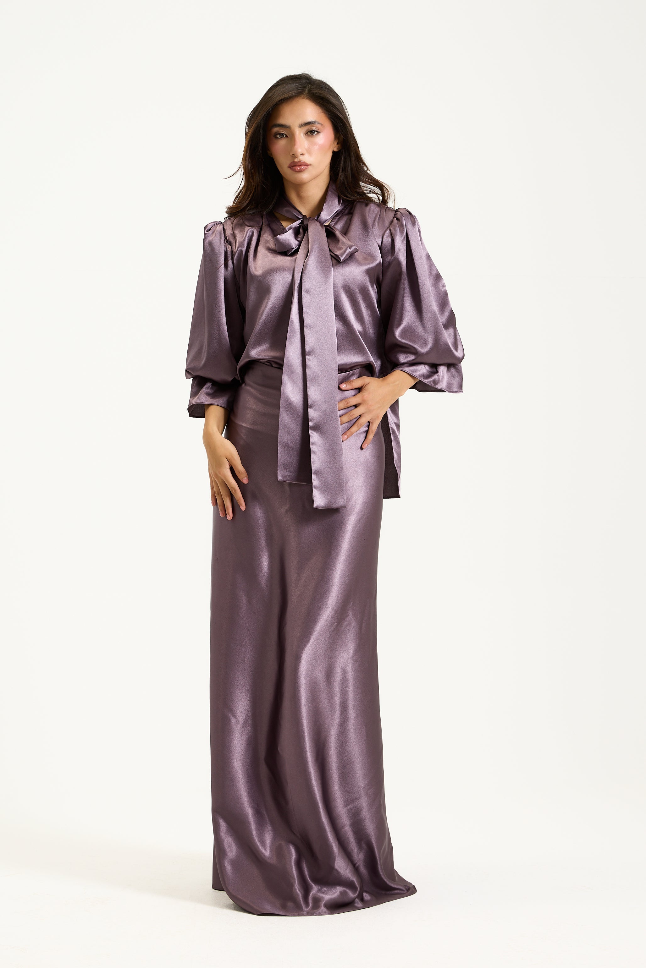 Satin Lilac Evening Set
