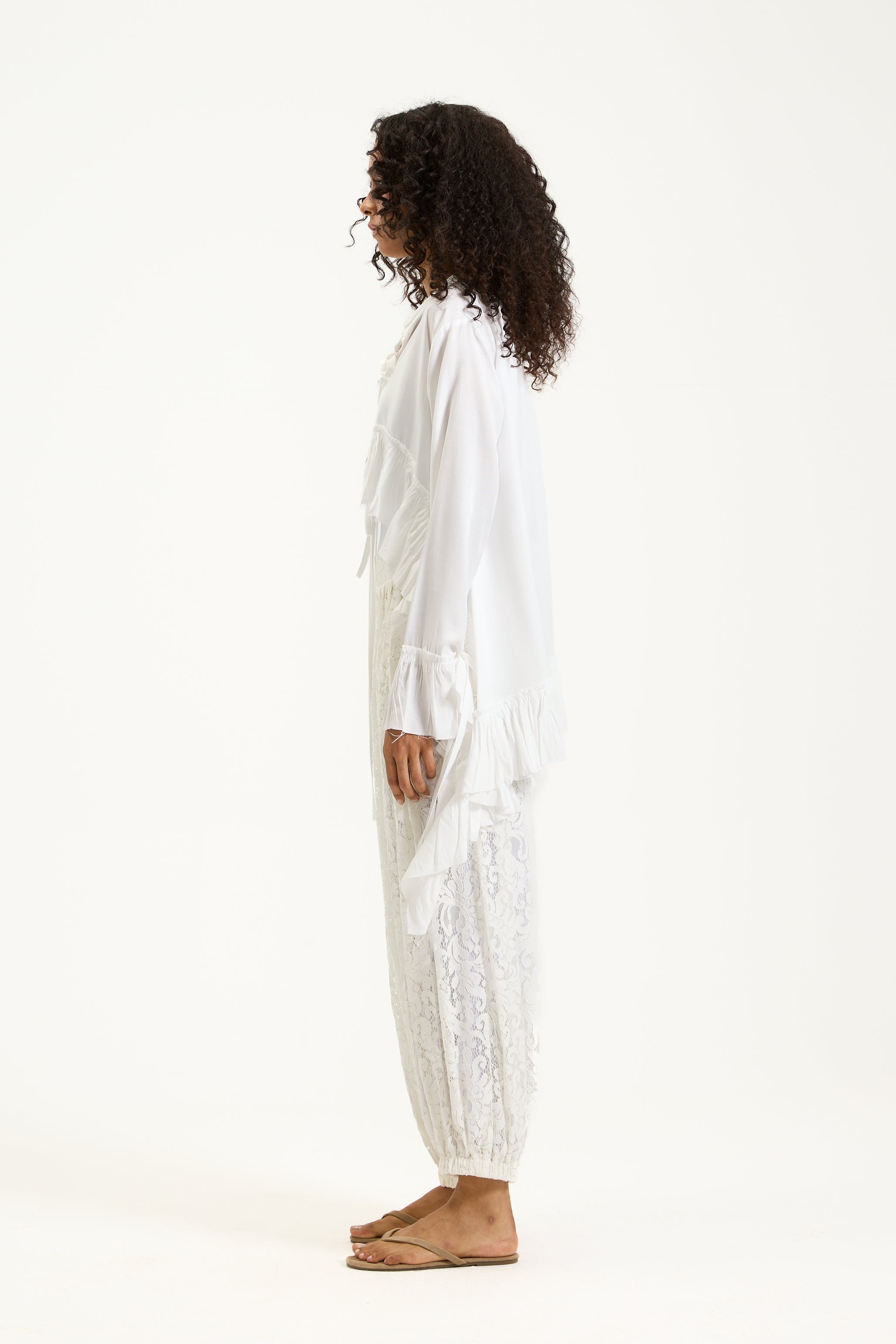 Lace Pleated Balloon Pants