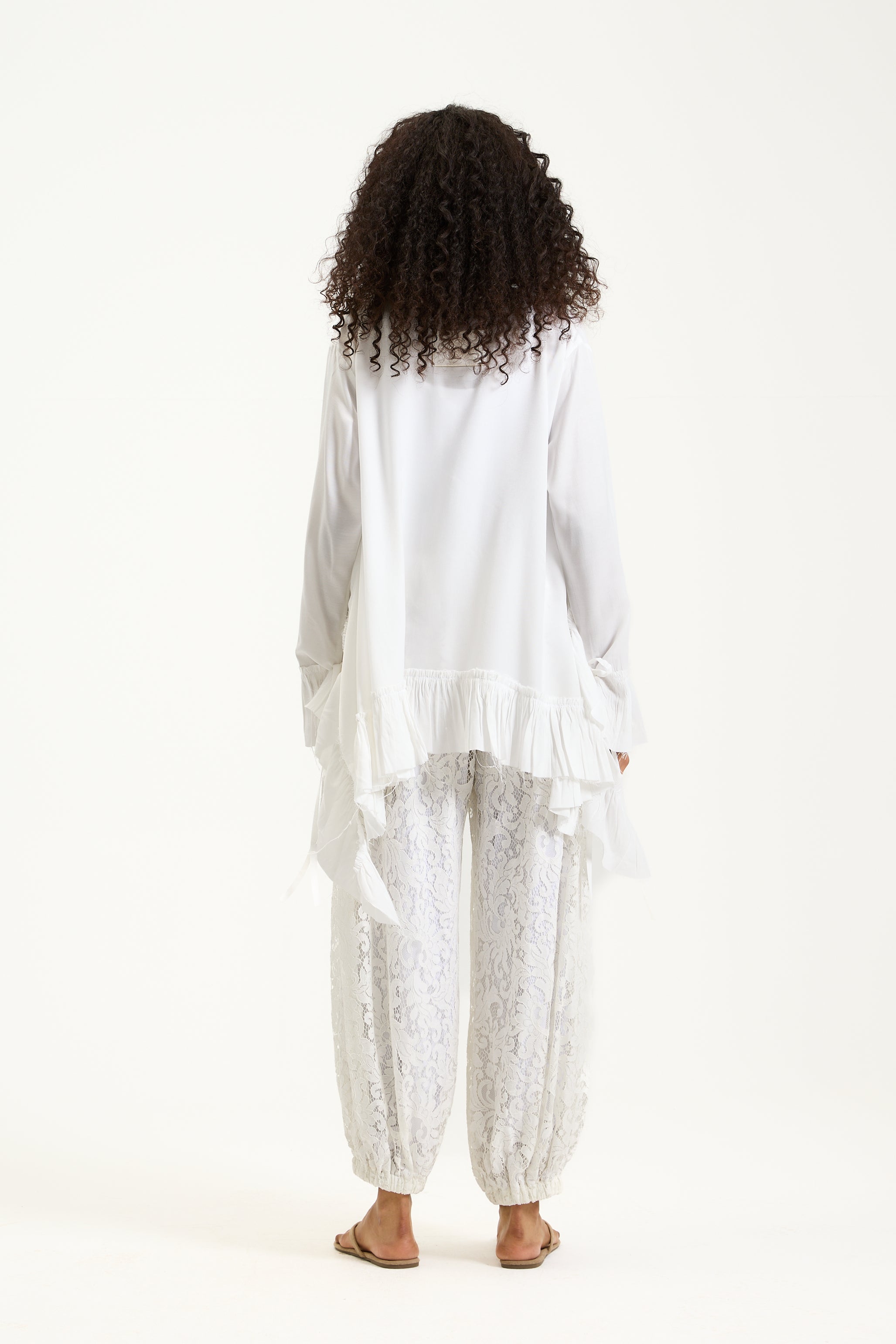 Lace Pleated Balloon Pants