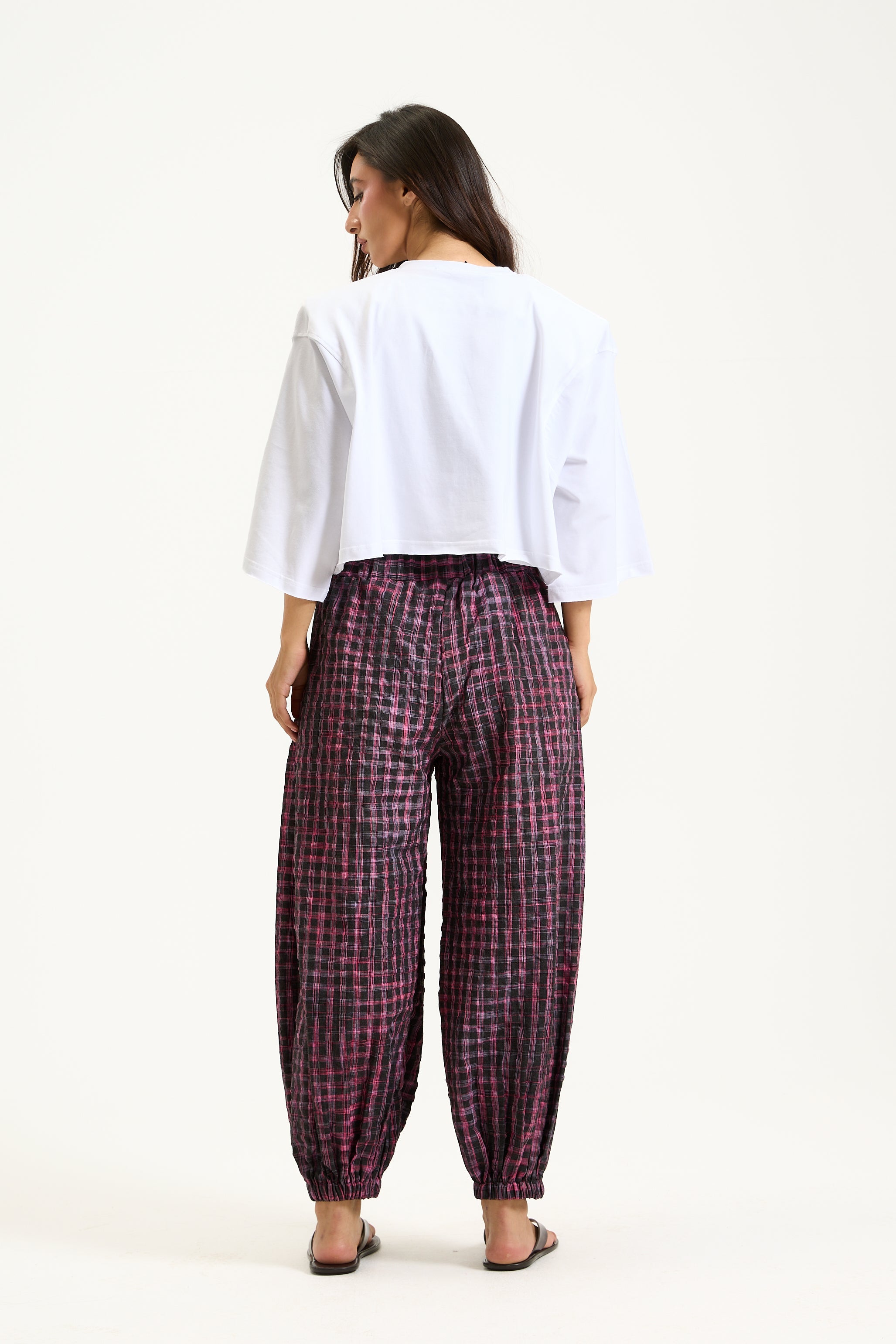 Plaided Aladdin Pants In Black