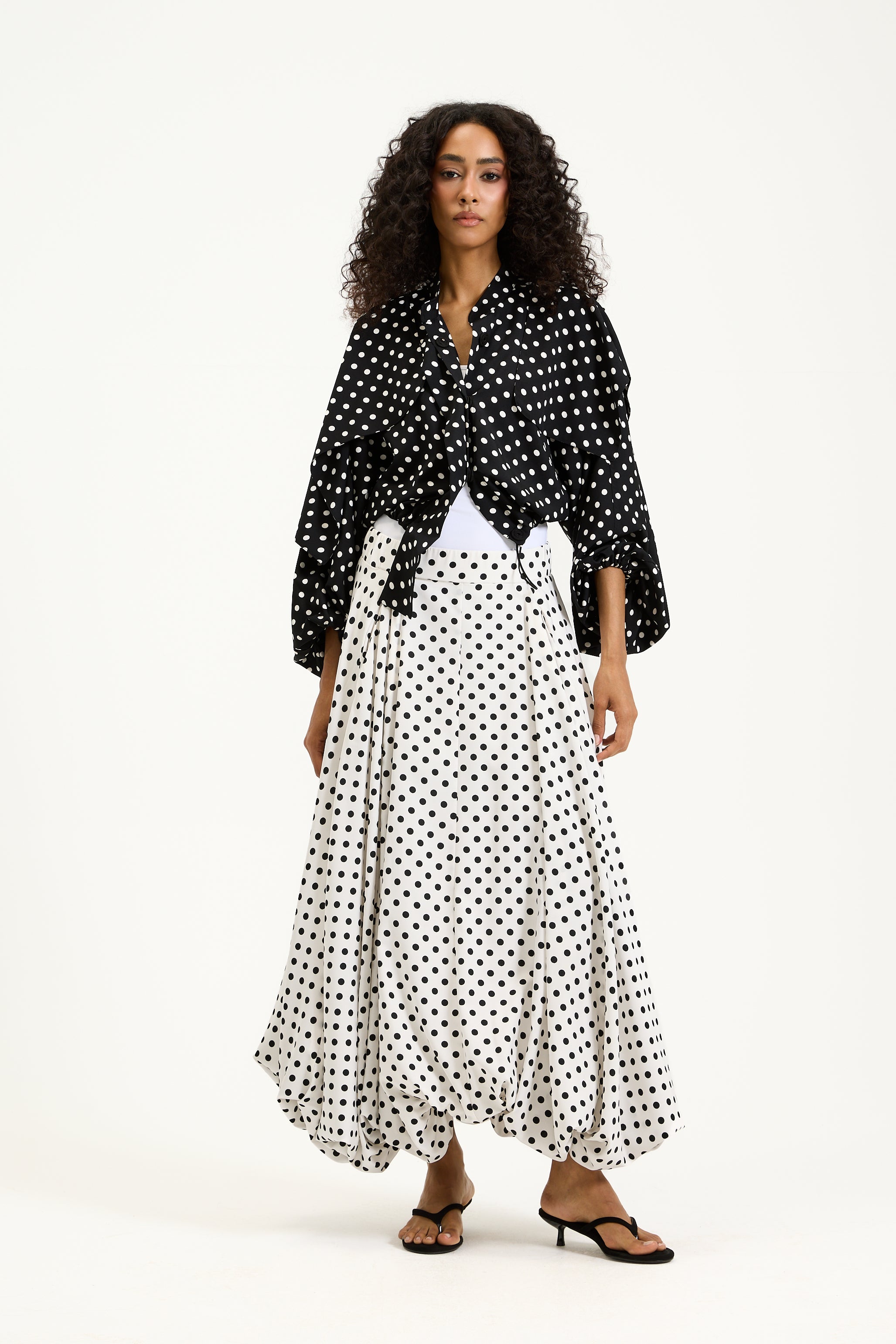 Cropped Polka Dots Bomber Jacket