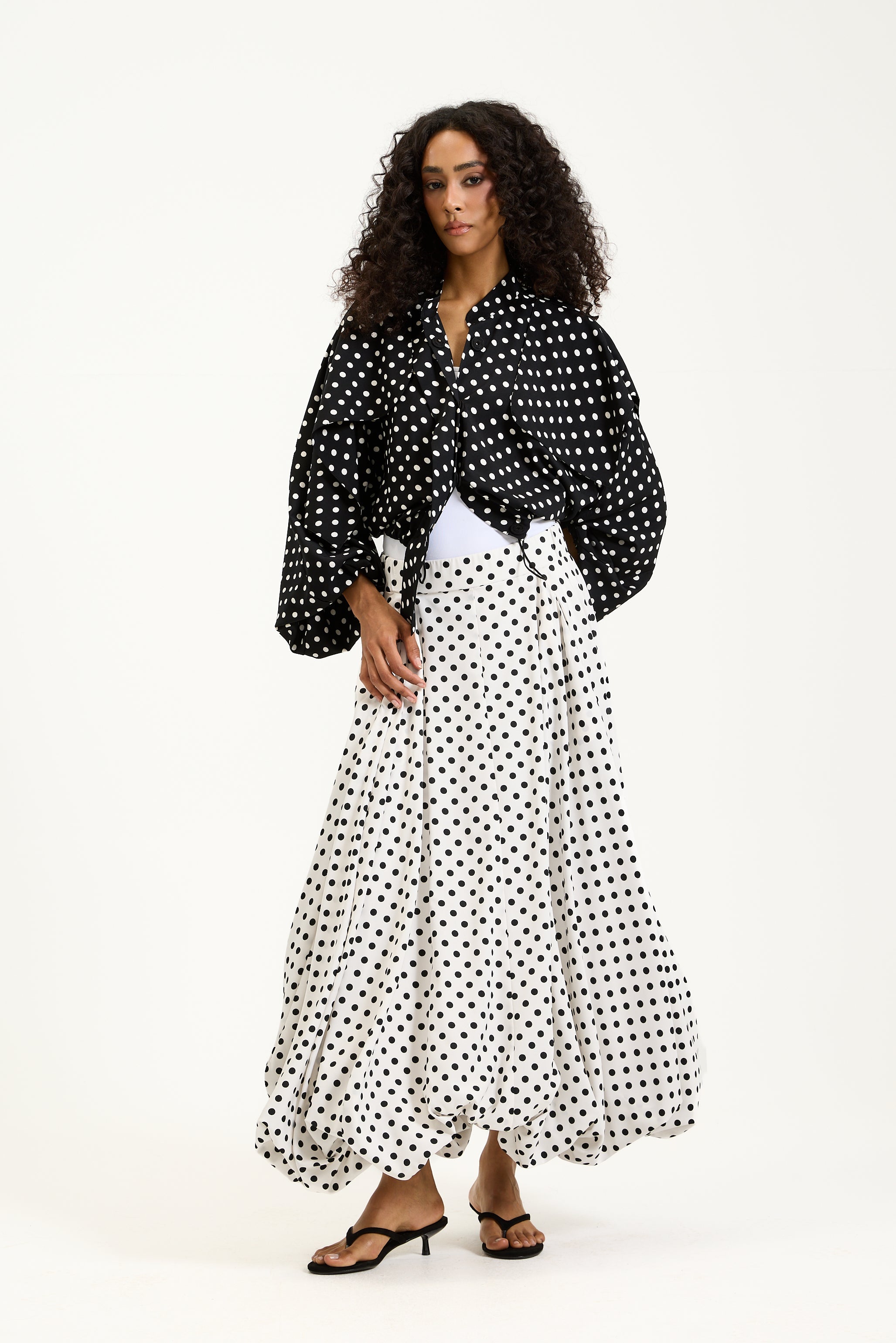 Cropped Polka Dots Bomber Jacket