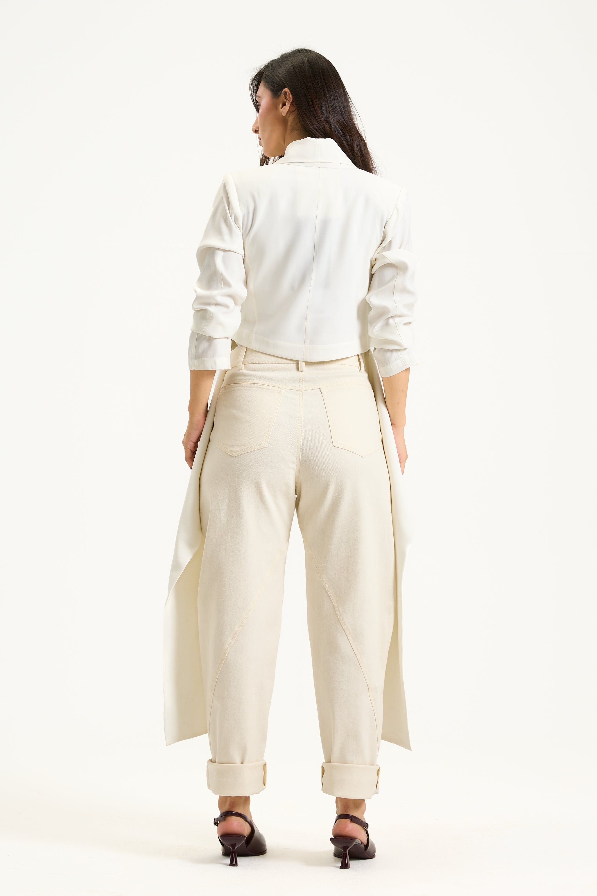 White Long Side Top