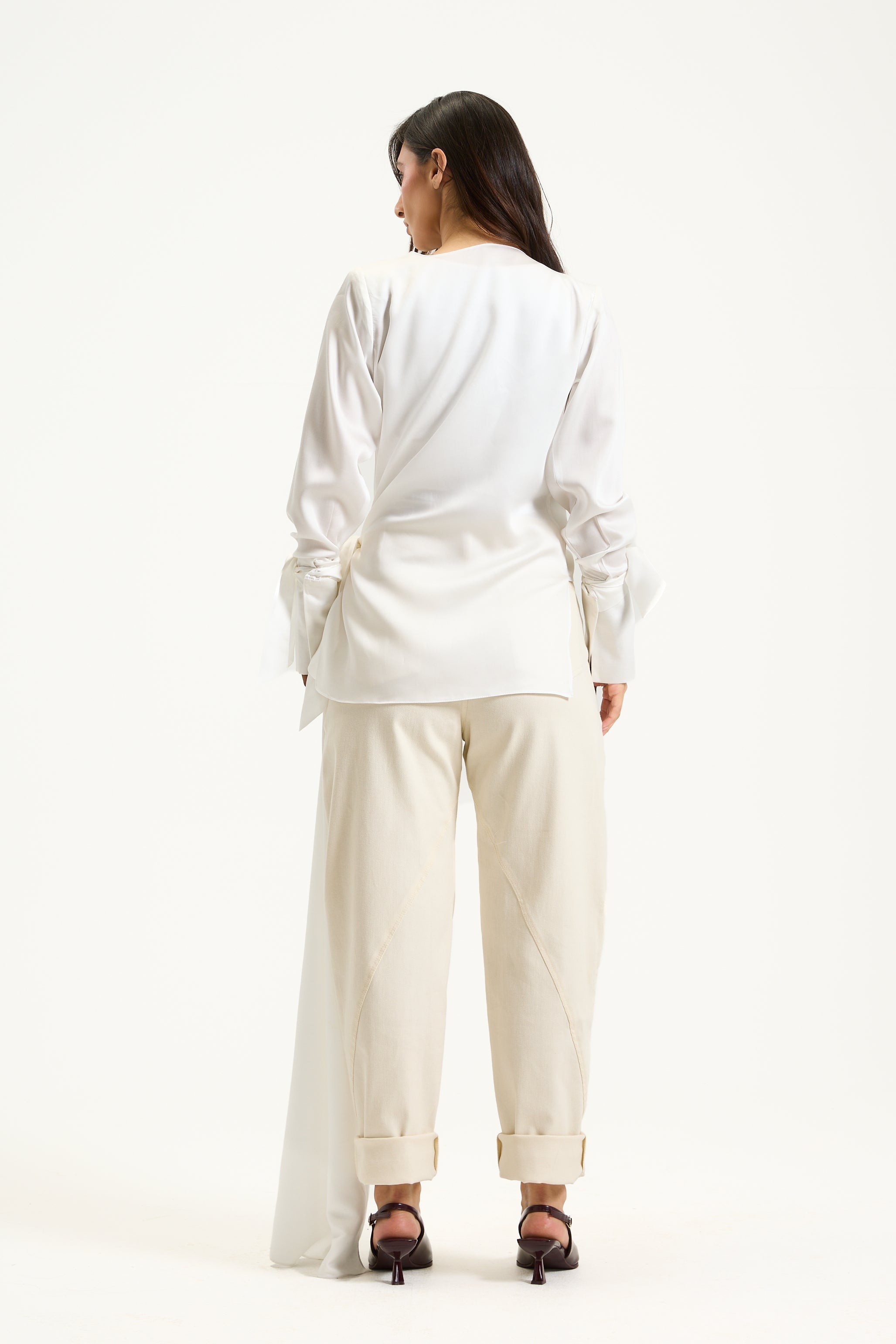 White Long Side Top