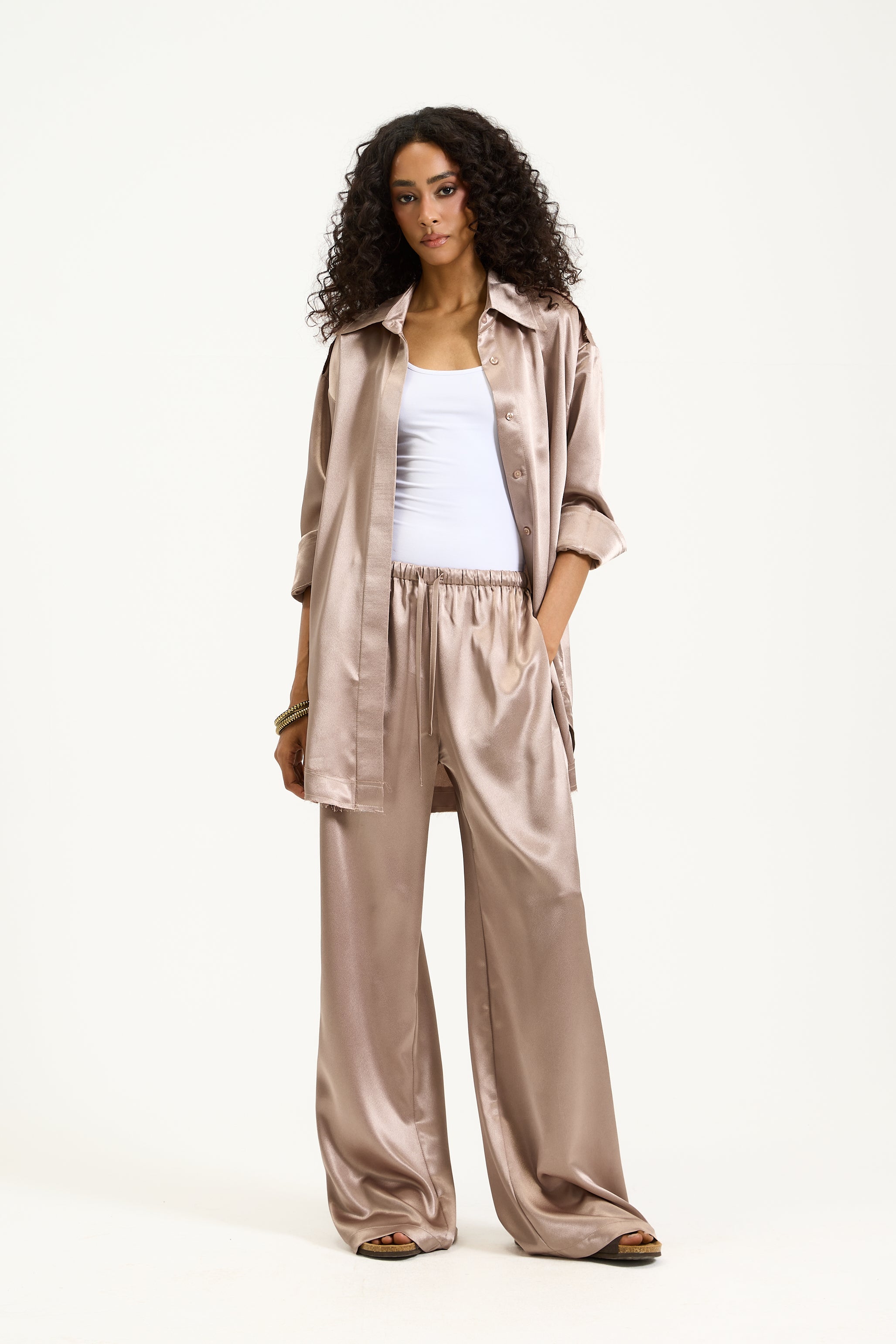 Beige Satin Set