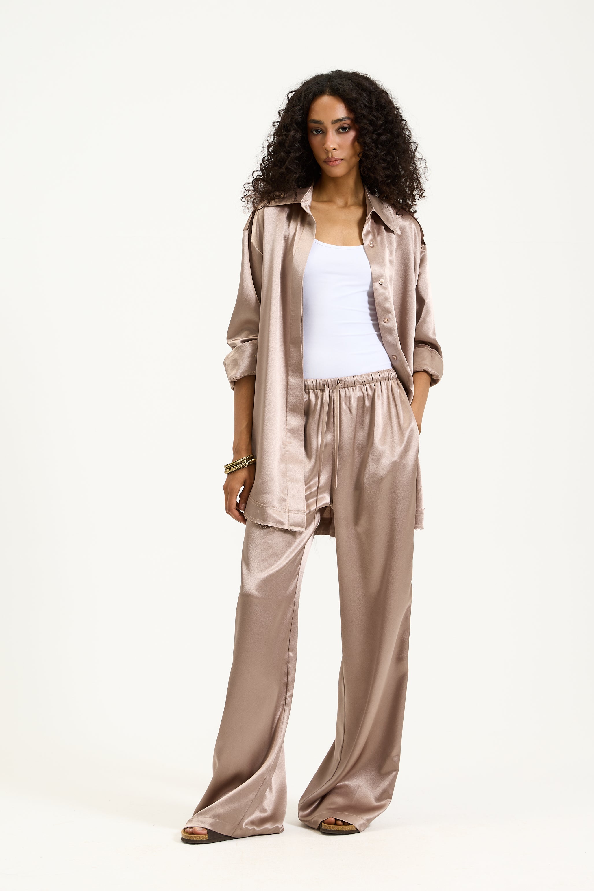Beige Satin Set
