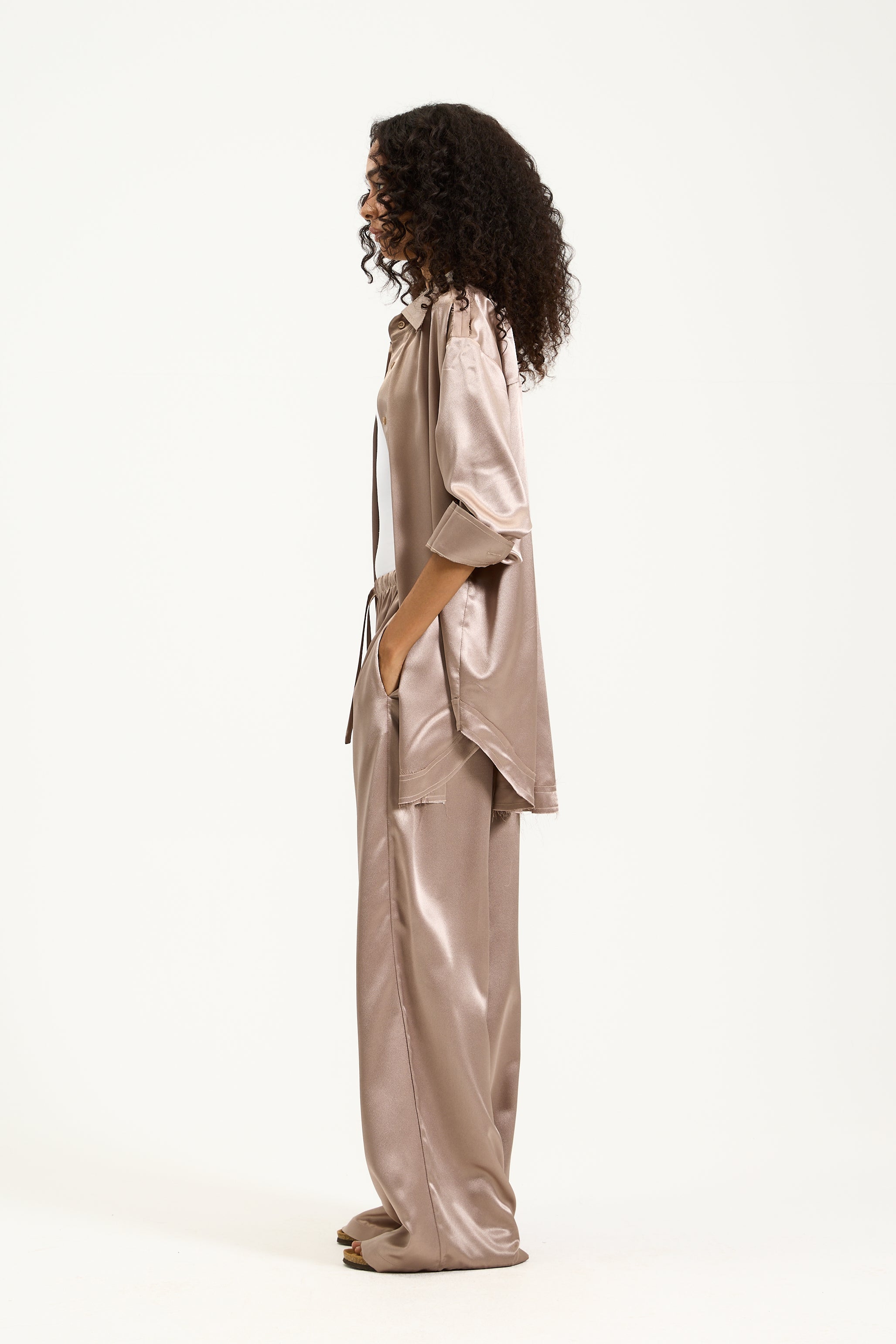 Beige Satin Set
