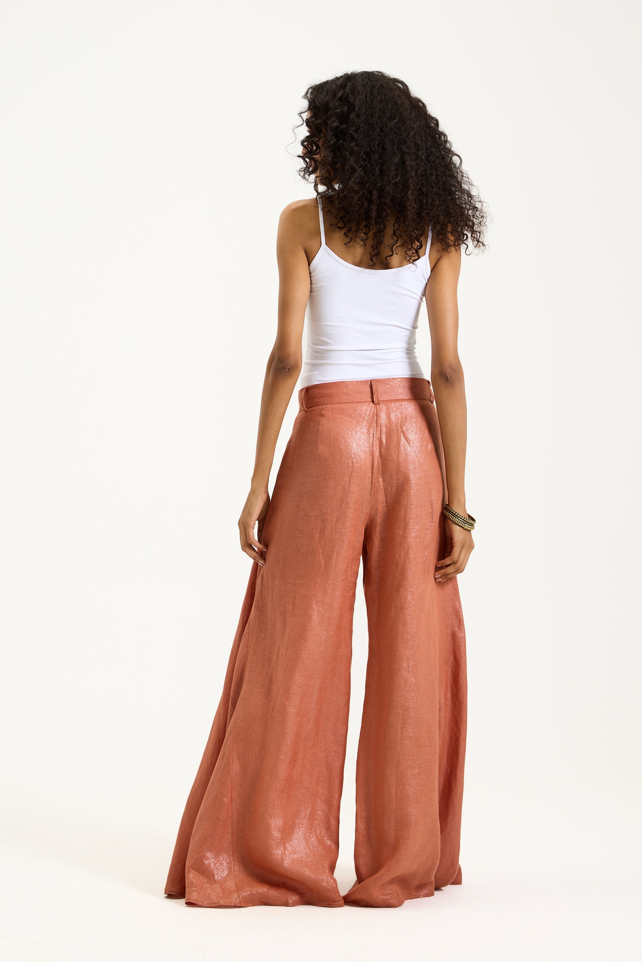 Shiny Extra Wide Linen Pants