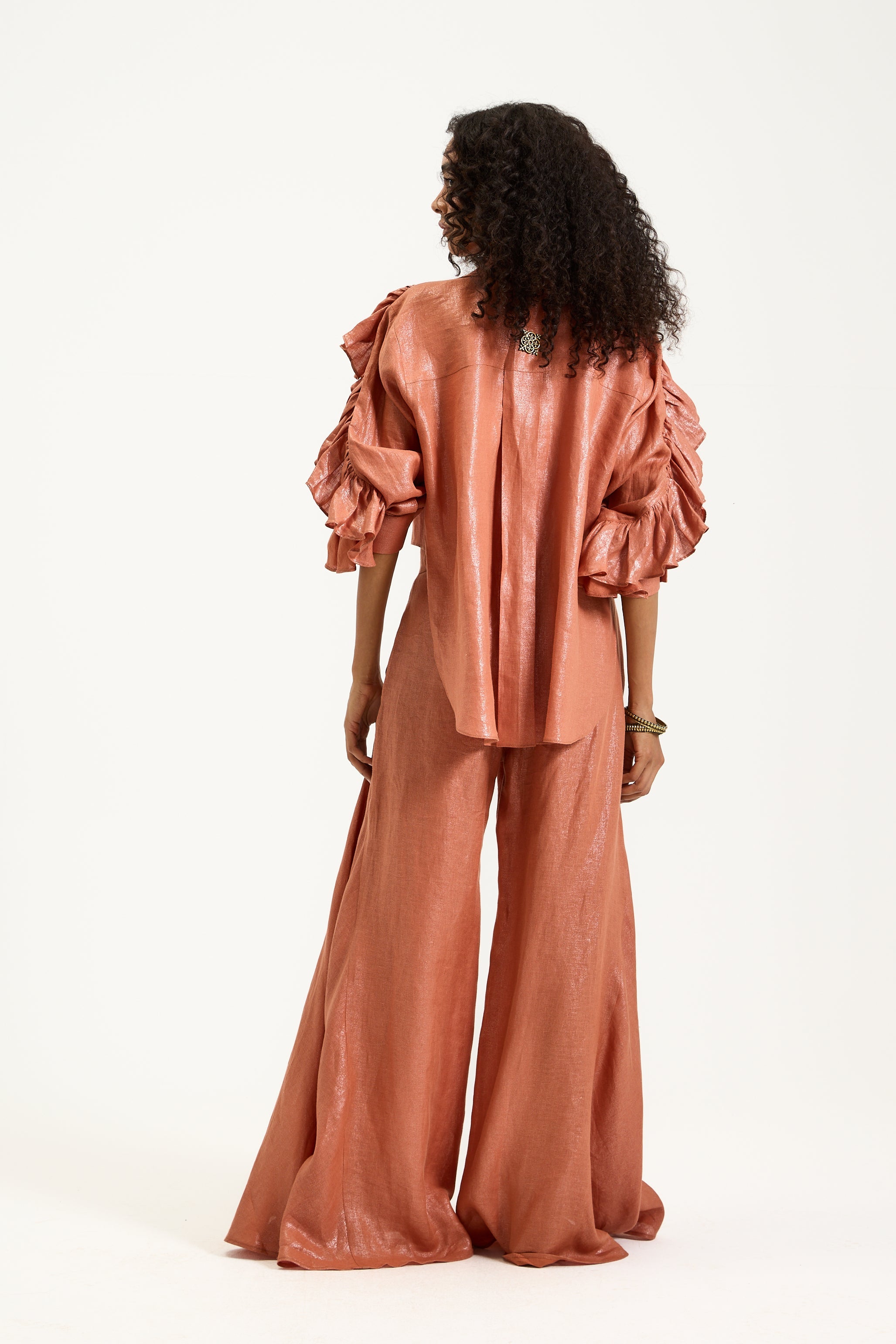Shiny High Low Linen Shirt