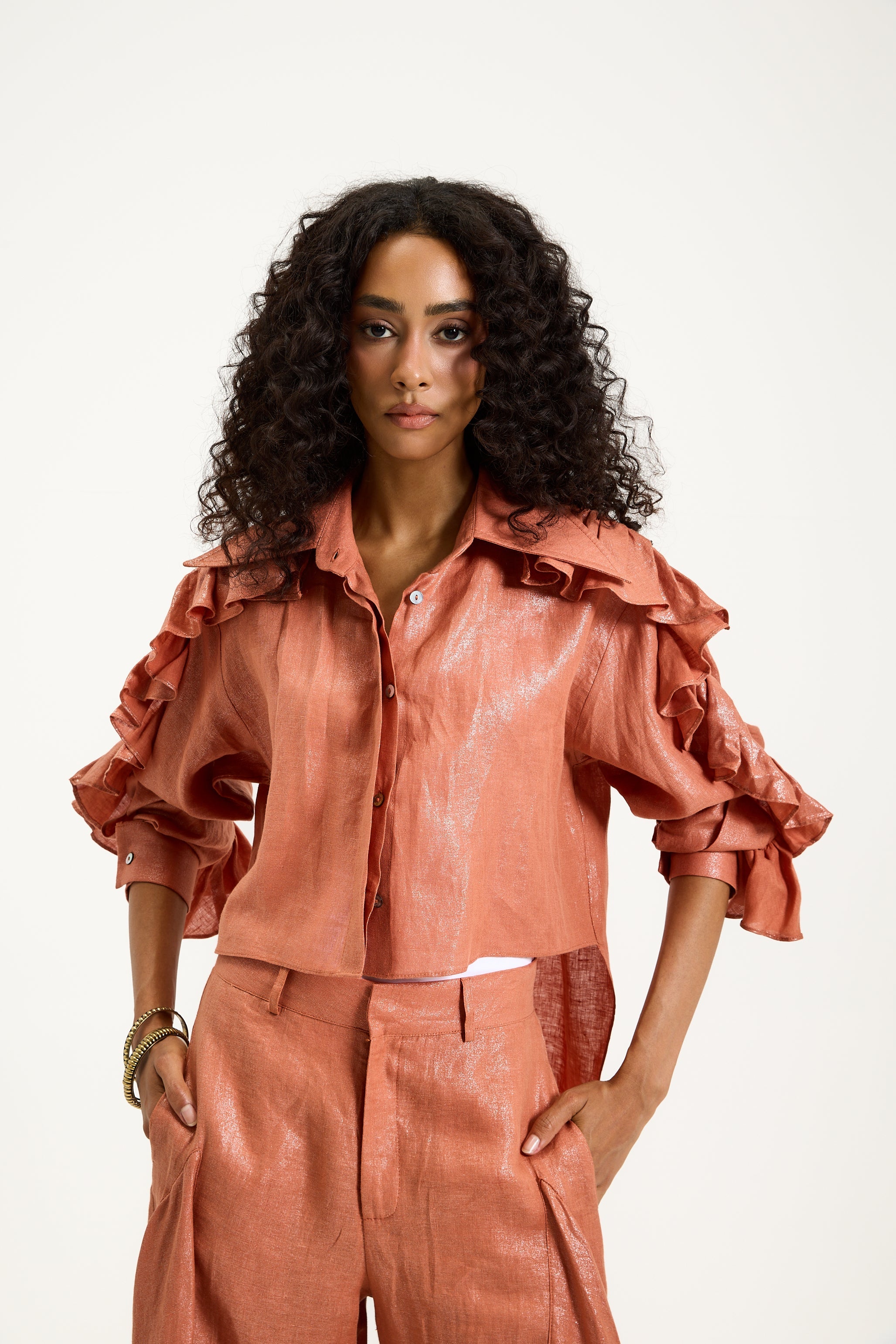 Shiny Extra Wide Linen Pants