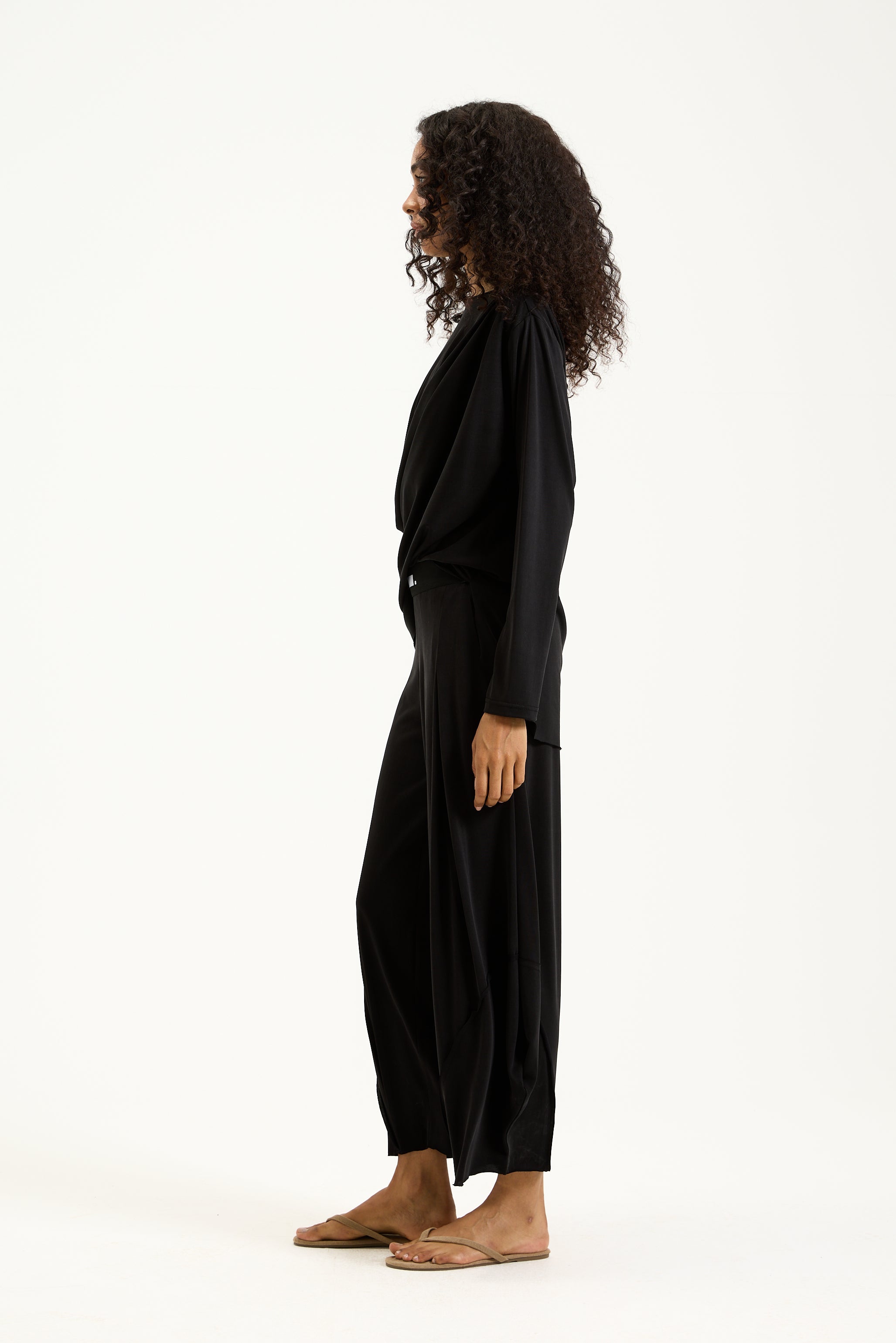 Soft front Draped Top In BLACK