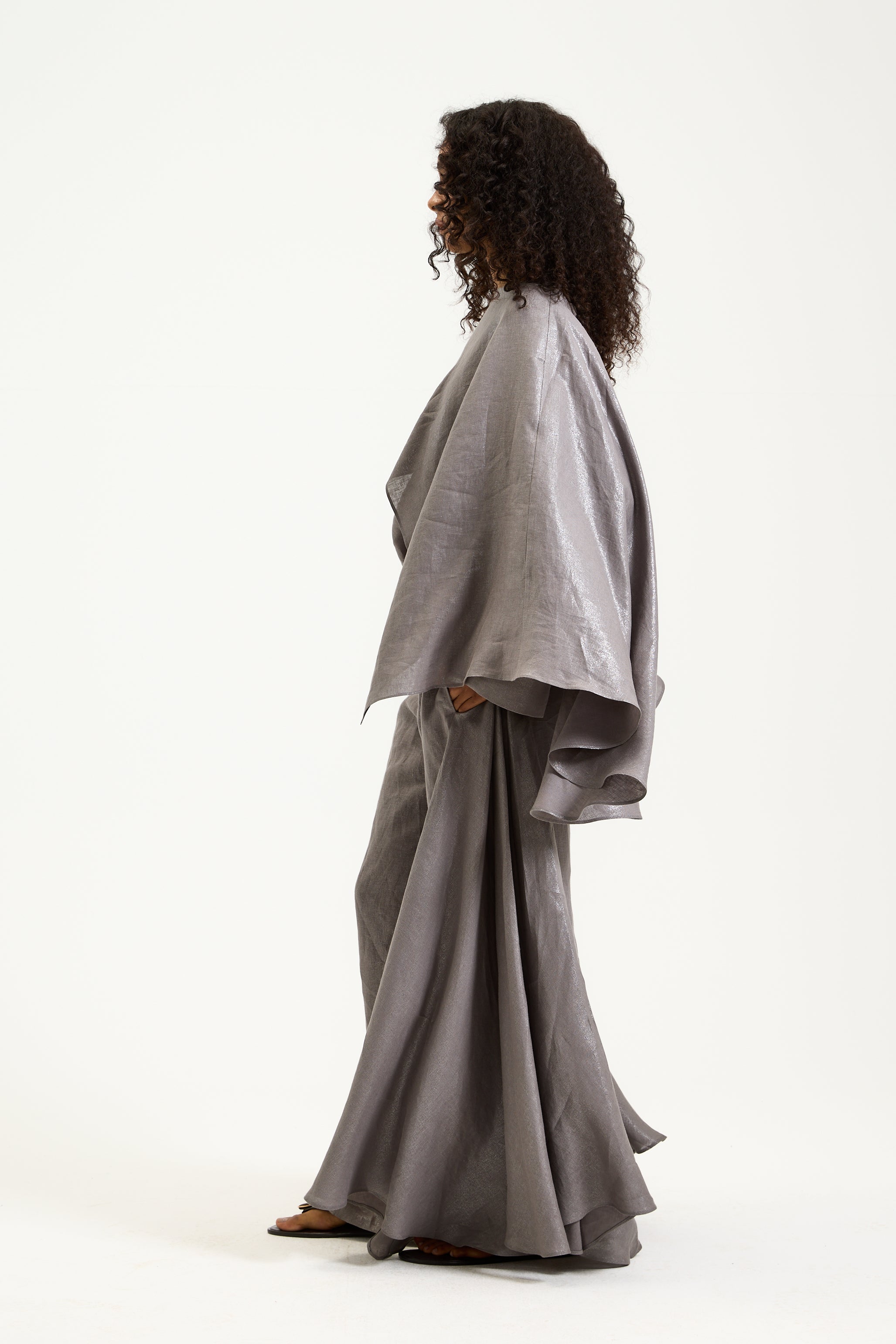Asymmetrical Shawl Top Grey