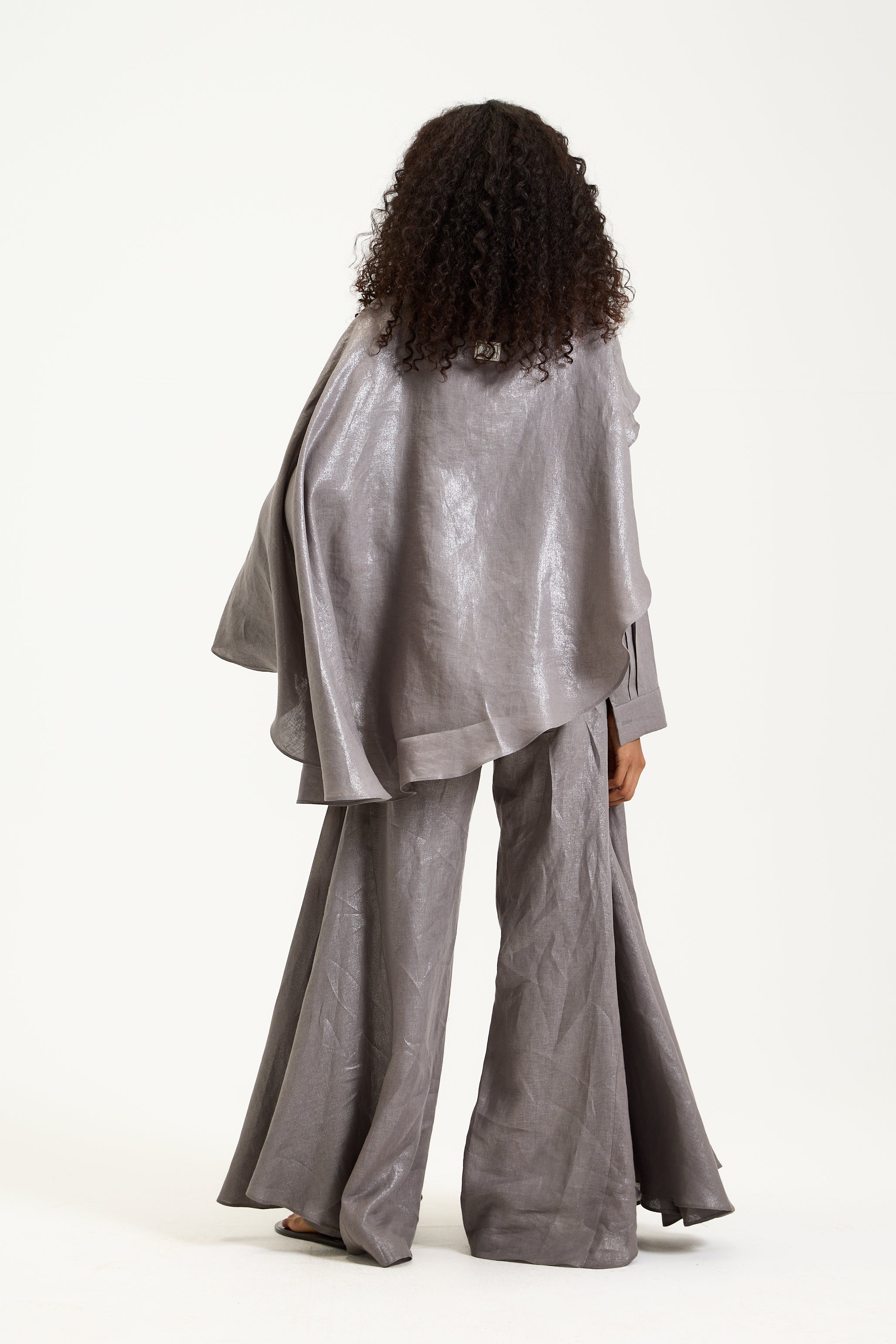 Asymmetrical Shawl Top Grey