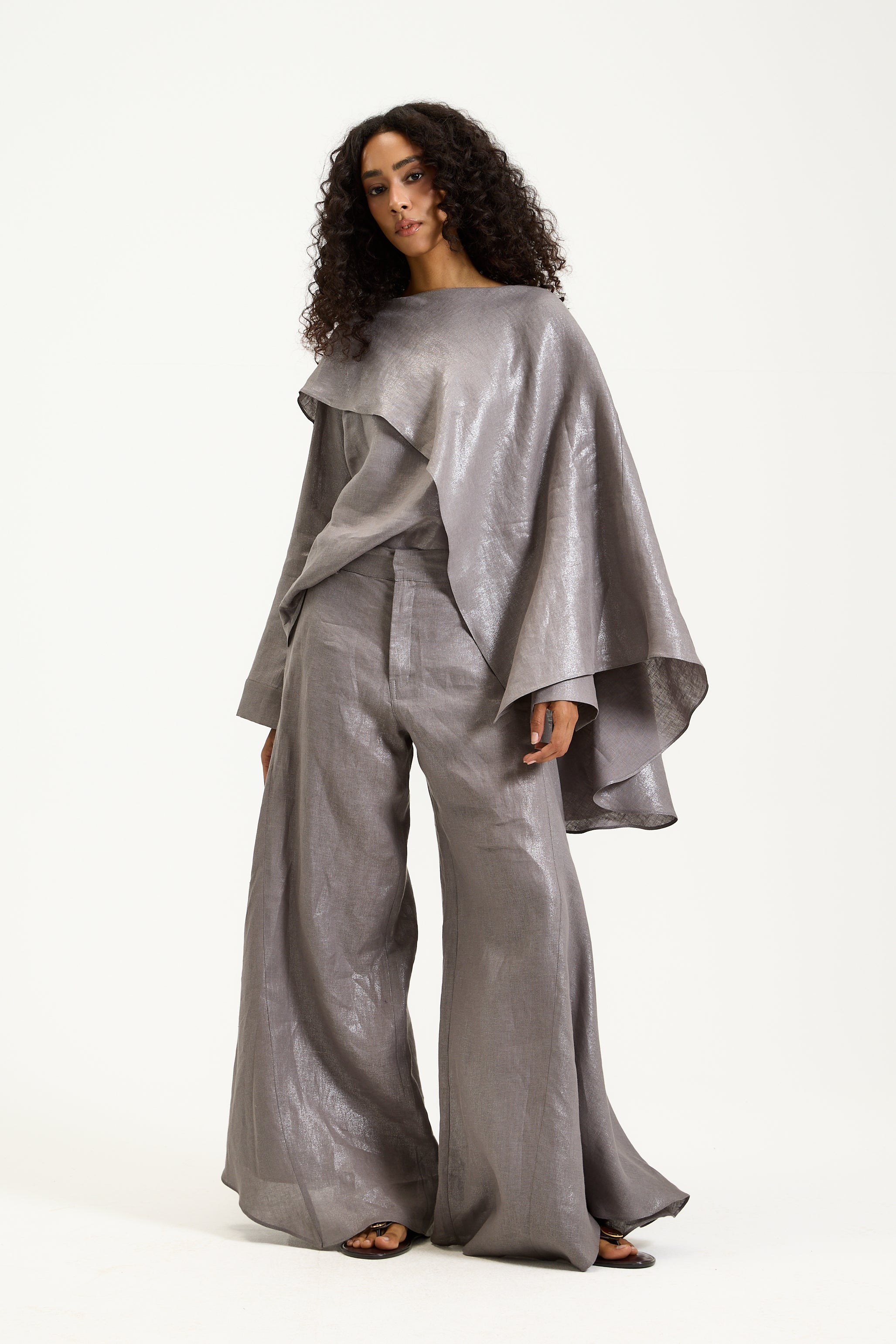 Asymmetrical Shawl Top Grey
