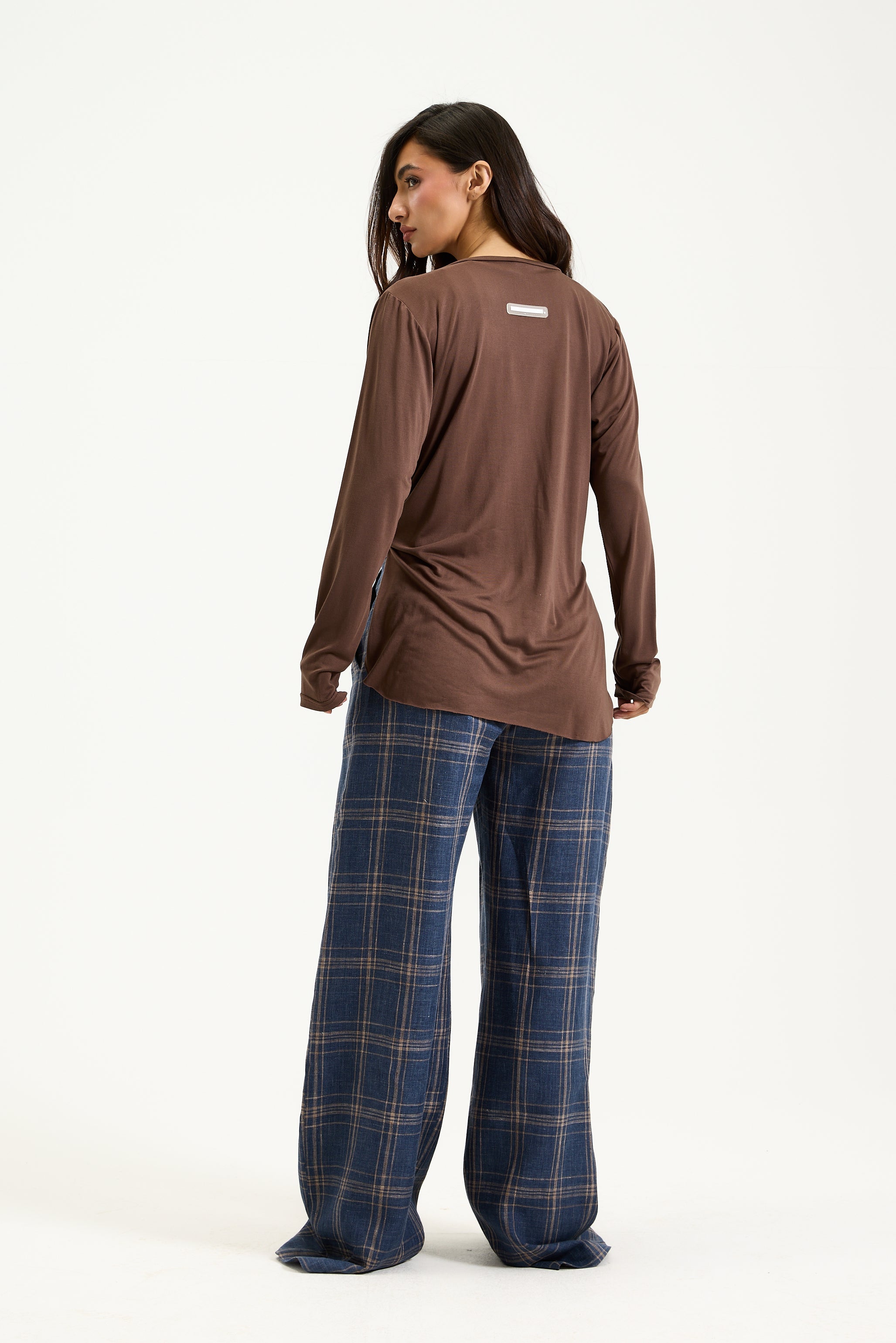 Soft front Draped Top In Brown