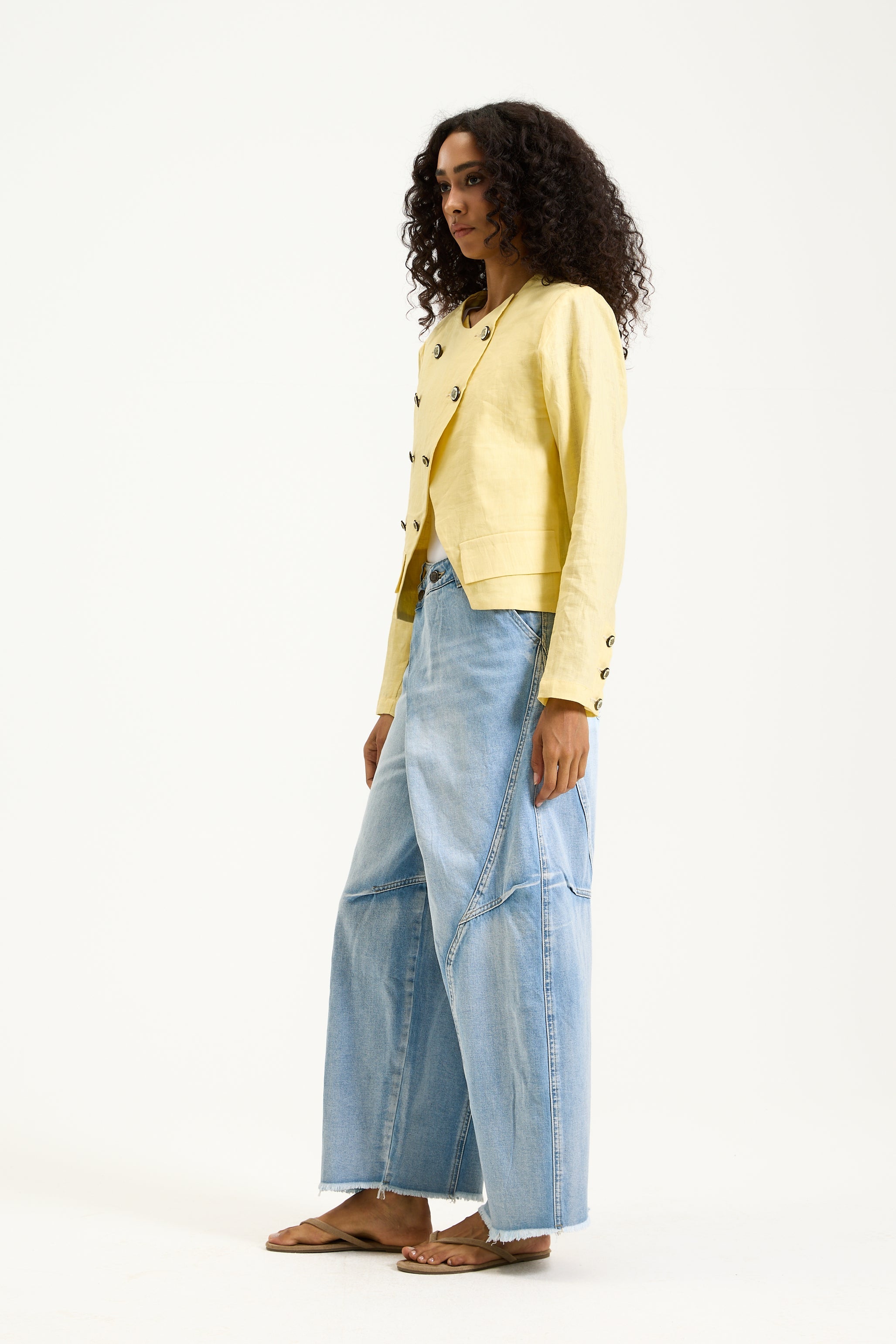 Military Yellow Linen Blazer