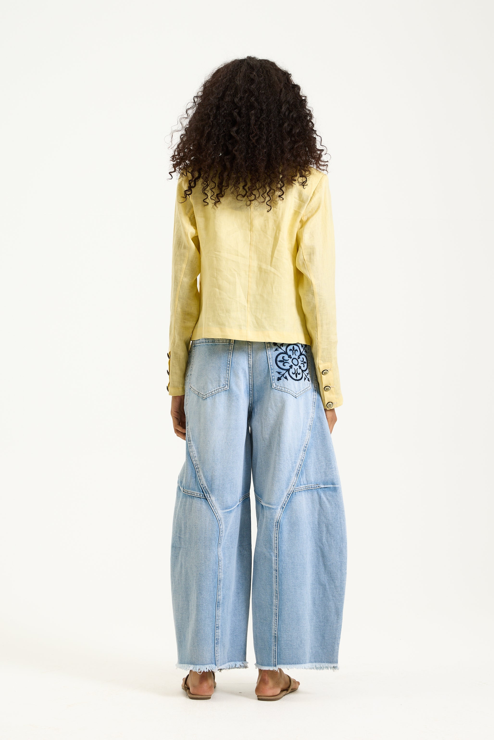 Military Yellow Linen Blazer