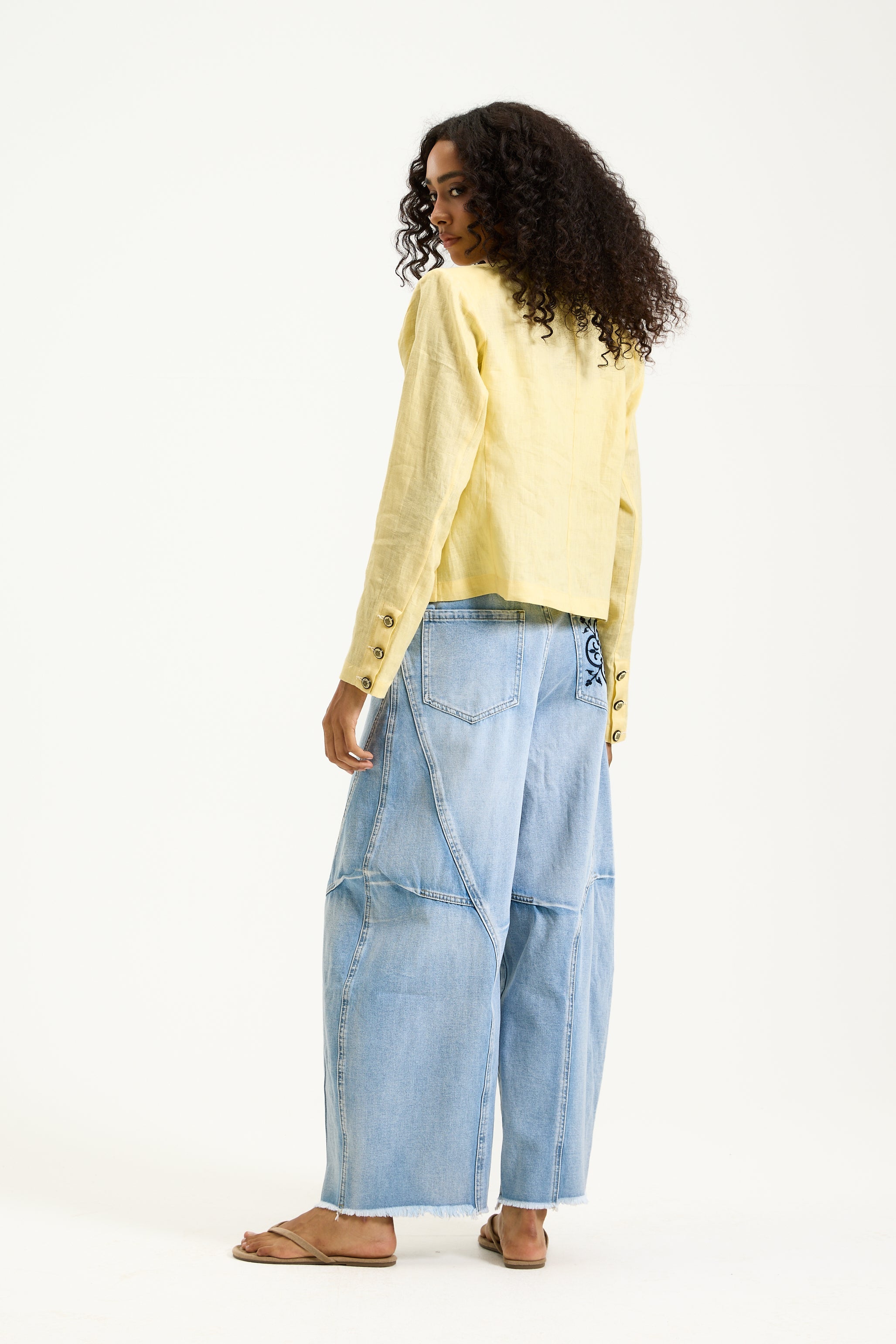 Military Yellow Linen Blazer