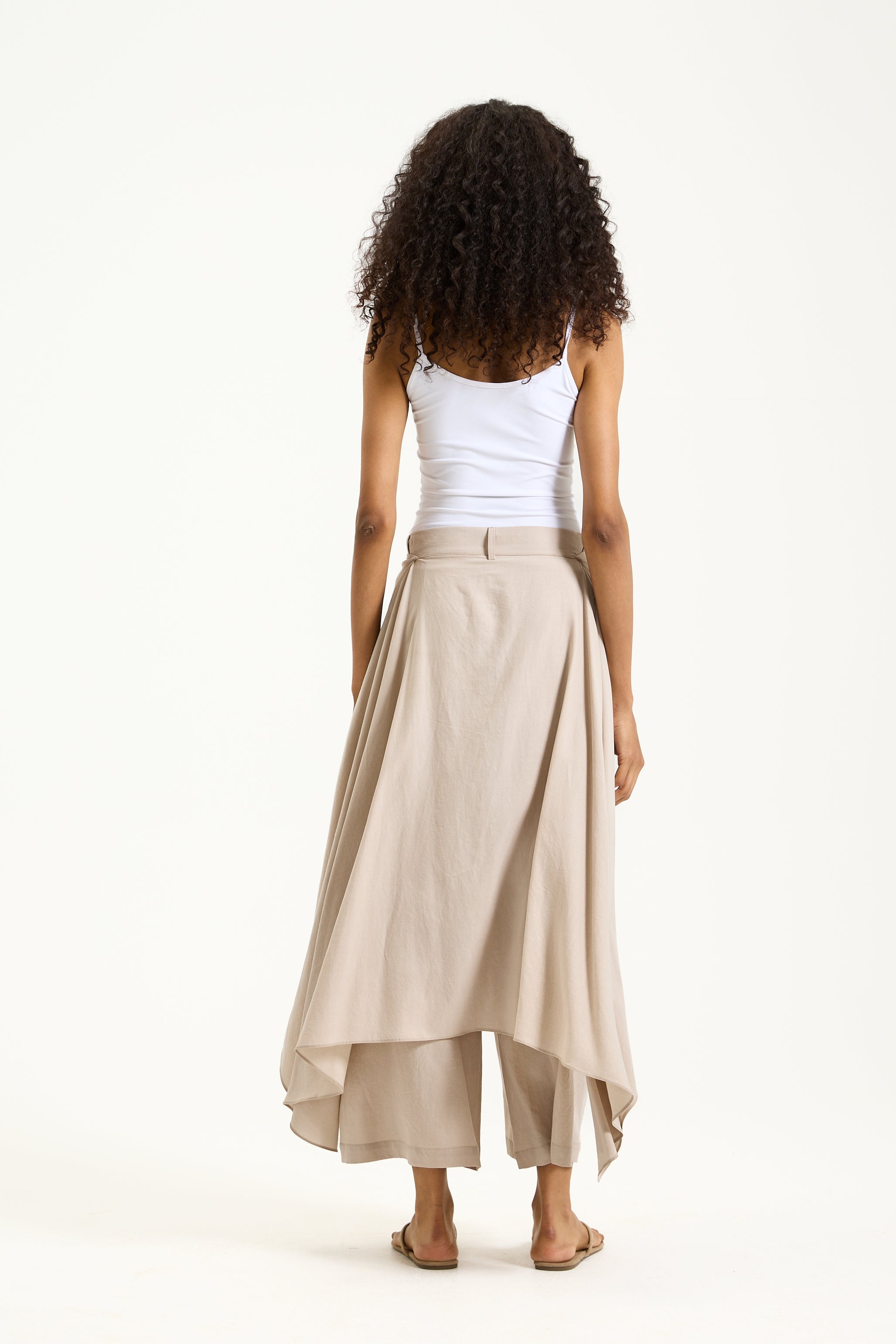 Wrap Around Cropped Beige Pants