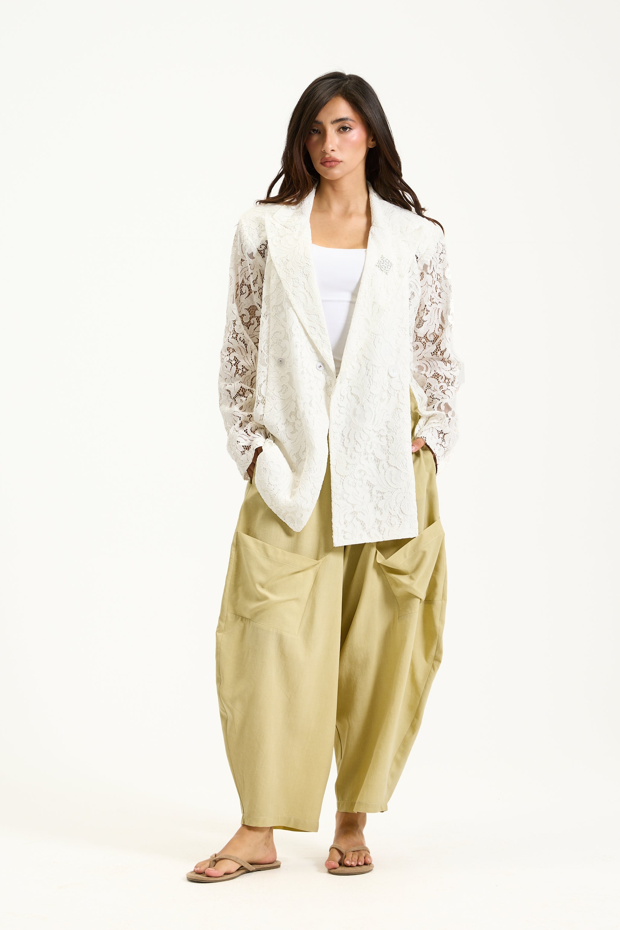 Lace Cut Front Blazer