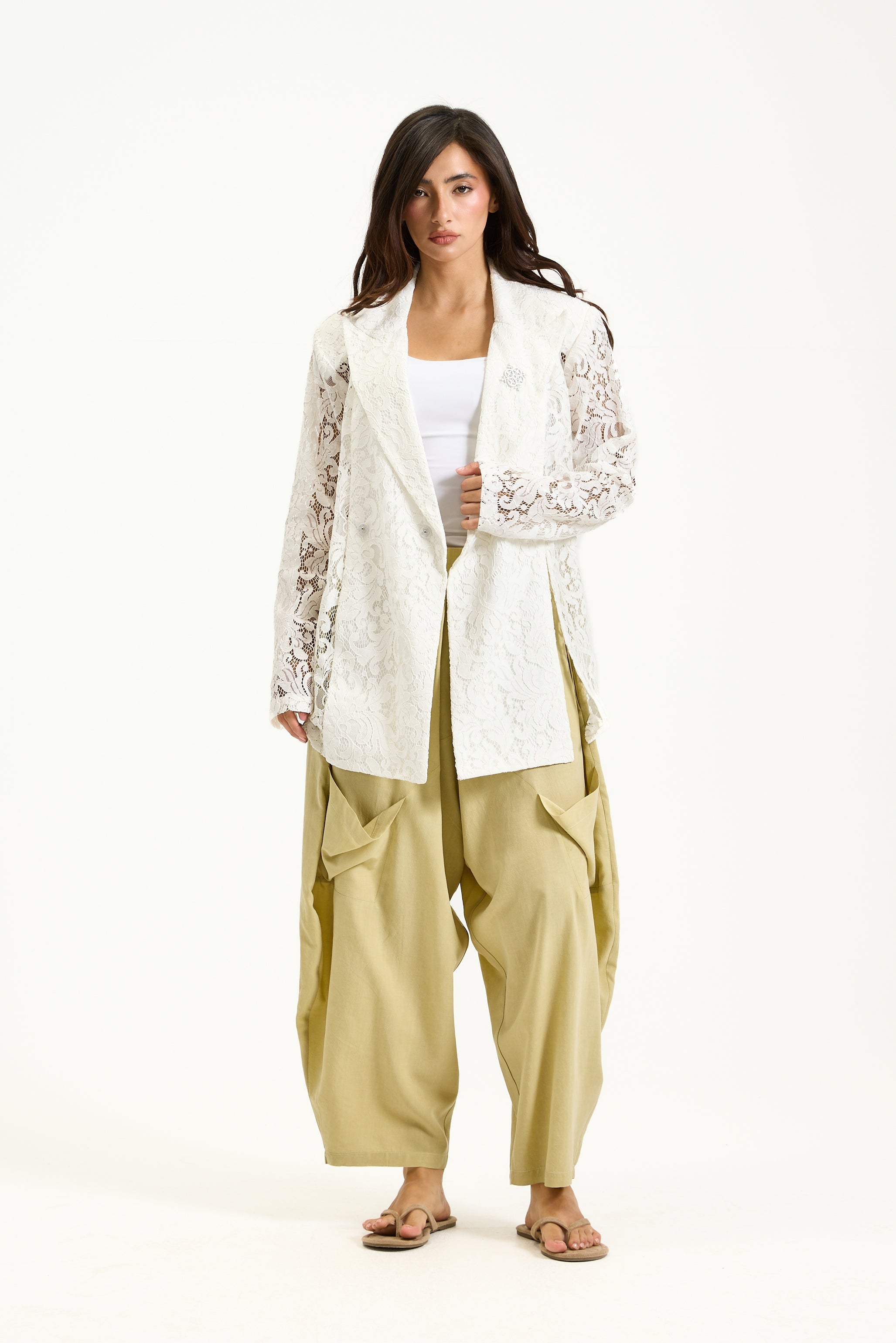Lace Cut Front Blazer